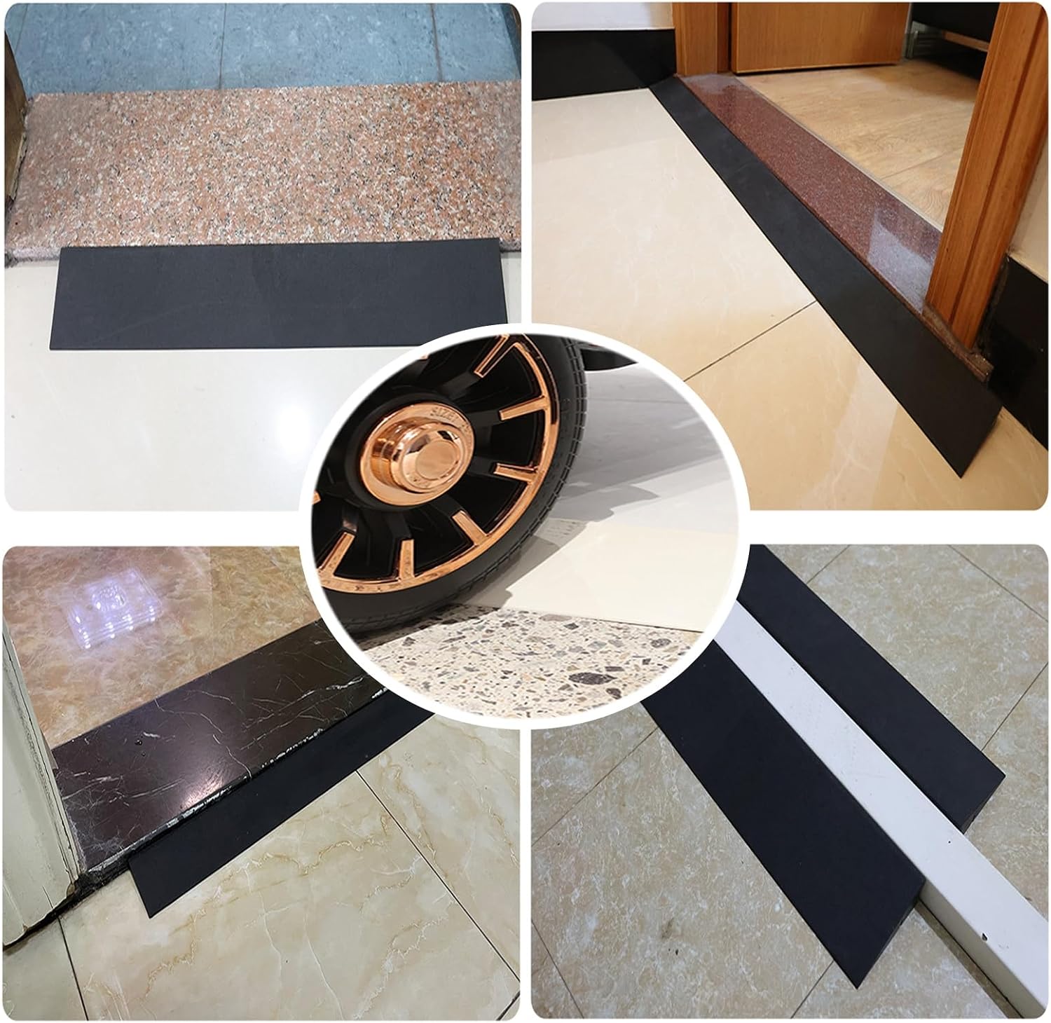 Wheelchair Ramp Nonslip Threshold Ramp Angled Rise Rubber Curb Ramp Portable Lightweight for Doorways Stairs Steps(98 * 8 * 2cm/39 * 3.1 * 0.8in)