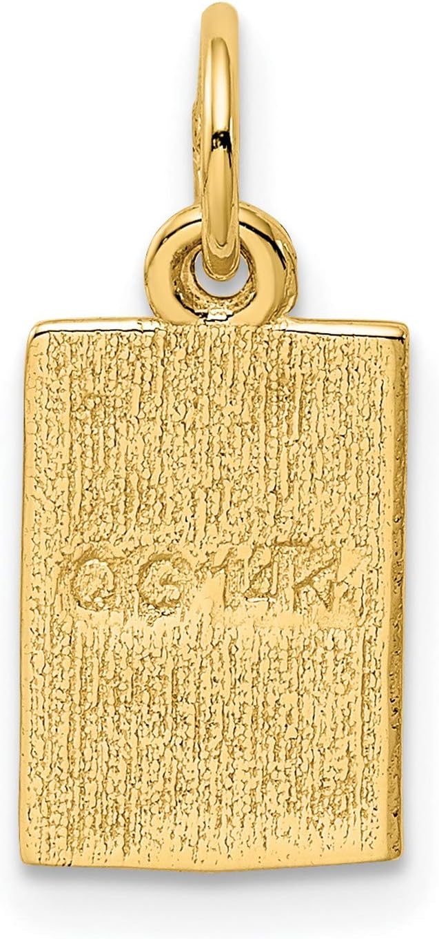 14k Yellow Gold Black Enamel Ace of Spades Card Charm, Poker Pendant | 18 x 8 mm size, black enamel detail, polished finish, solid card design