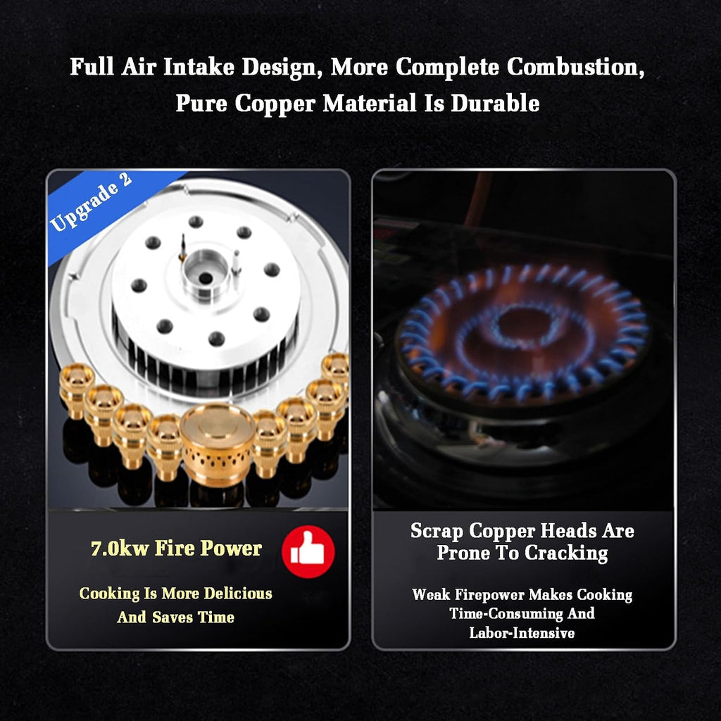 Propane Stove,2 Burners Portable Propane Stove,Stainless Steel Gas Cooktop,Maximum 17742.4BTU for Food Trucks and Family Restaurants (Color : NG)