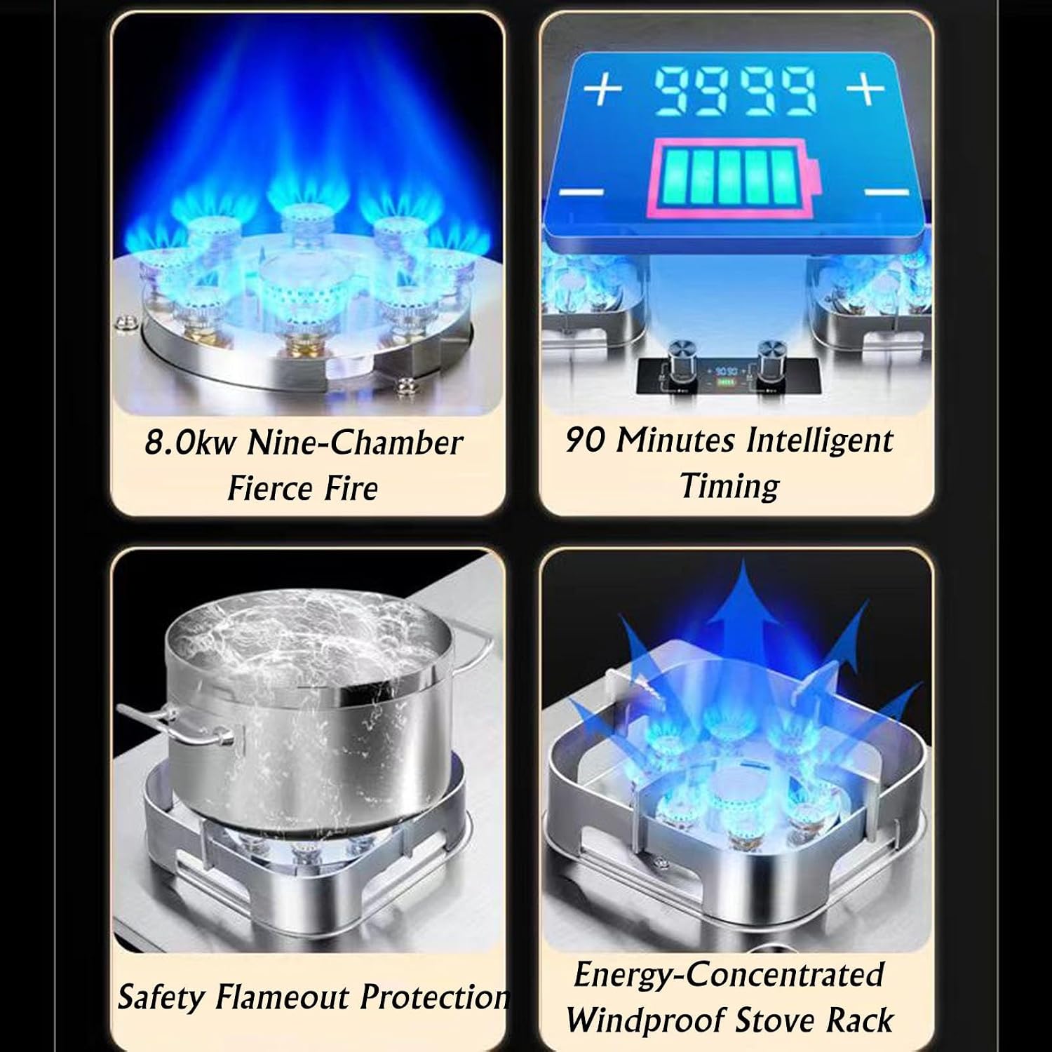 Propane Stove,Stainless Steel Gas Cooktop,2 Burners Portable Propane Stove,Maximum 17742.4BTU Suitable for Kitchen Apartments and RV (Color : LPG, Size : Style 2)
