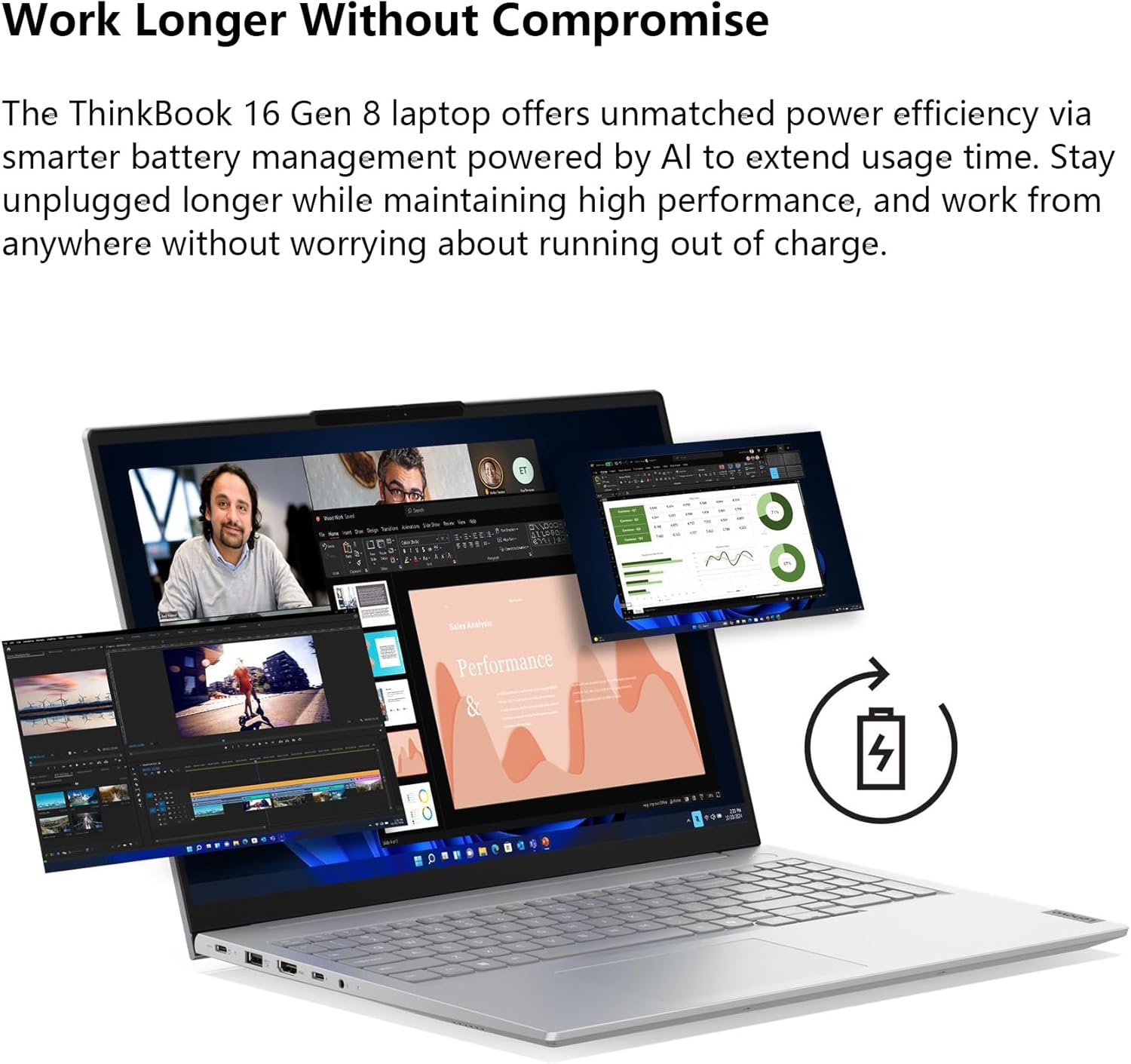 Lenovo ThinkBook 16 Gen 8 Business AI PC Laptop Computer, 16' FHD+, Intel 16-Core Ultra 7 255H, 32GB DDR5, 2TB PCIe SSD, WiFi 6E, Fingerprint Reader, Bluetooth 5.3, Windows 11 Professional