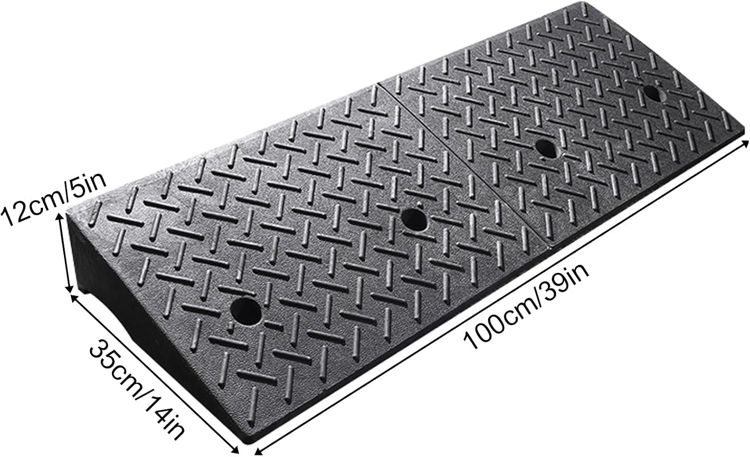 Rubber and Plastic Curb Ramp, Multiple, Threshold Ramp, Strong Load-Bearing, Suitable for Entryway, Bike, Pets, Sidewalk(100 * 35 * 12cm/39 * 14 * 5in)