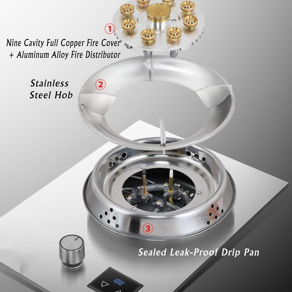 Portable Gas Stove,1 Burner Propane Stove,Tempered Glass Max 14330.4BTU with Pulse Electronic Ignition Suitable for Apartments or Kitchens (Color : Silver, Size : LPG)