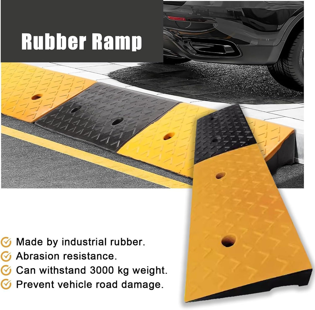 2'/ 2.3'/ 3'/ 3.5'/ 4'/ 5' Rise Rubber Curb Ramp for Driveway, Heavy Duty Car Wheelchairs Slope Kerb Ramps with Screws, Non-Skid Threshold Ramp (Size : 3.5 inch Rise)