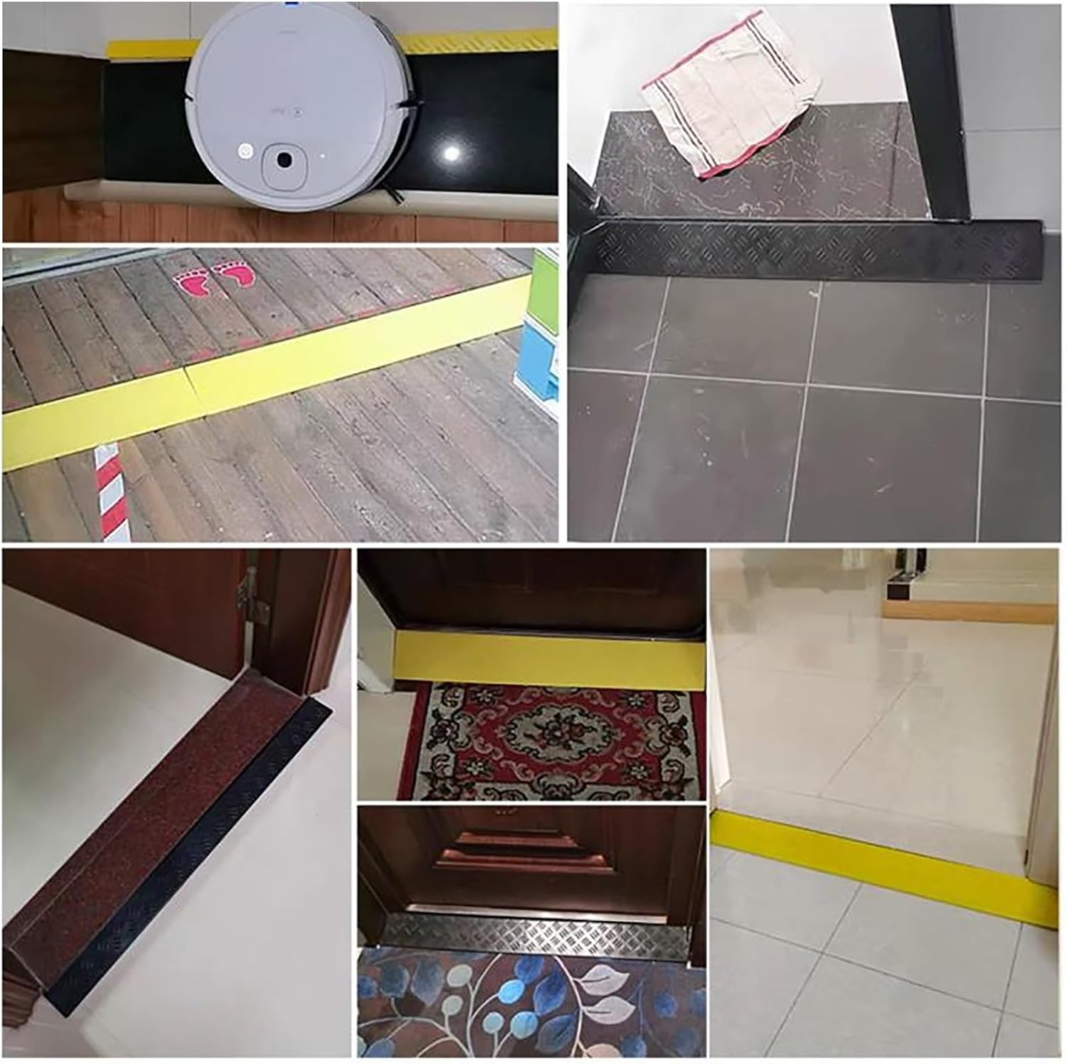 Ramps Portable Threshold Ramps, 3-9cm High, Indoor Curb Ramps, Non-Slip Kerb Ramp for Threshold Wheelchair Scooter Sweeping Robot, Door Step Accessible Rise Channel Mat (Color : Yellow, Size : 100x1