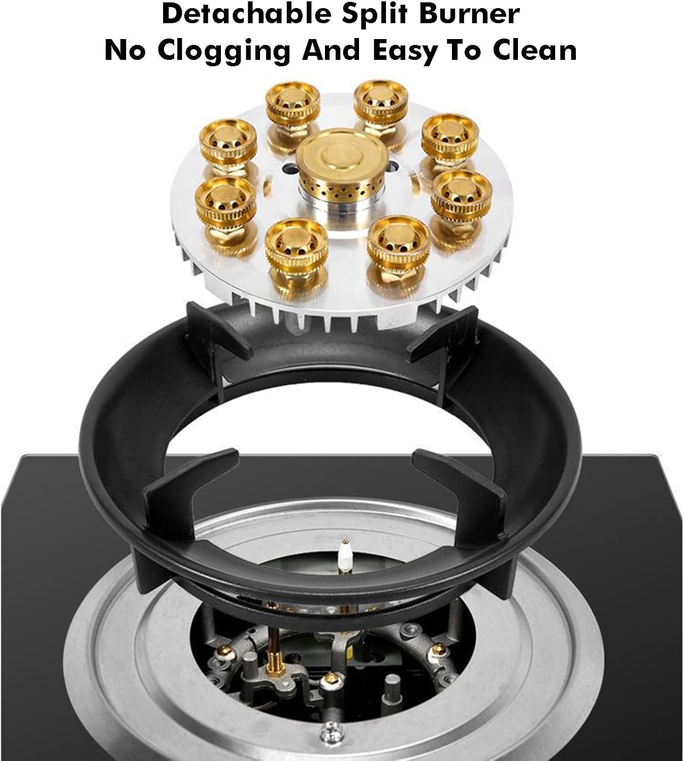 Single Burner Gas Stove,5.2KW Nine-Cavity High-fire Timer,Tempered Glass Top Cooking,with Flameout Protection,for Natural Gas/liquefied Petroleum Gas(NG)