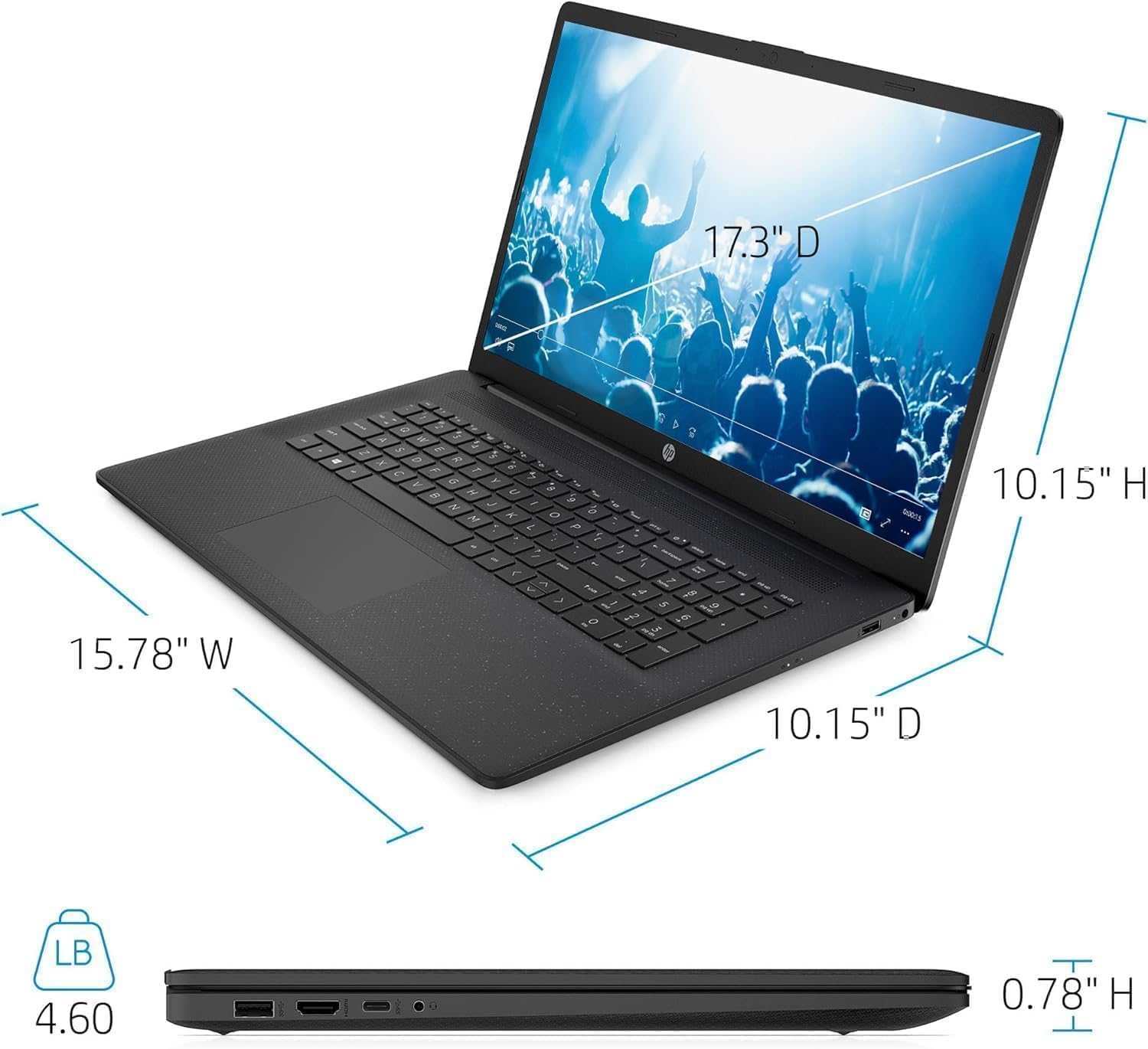 HP 17 Laptop (17.3' FHD Anti-Glare, Intel 10-Core i7 150U (> Ultra 5 125U), 32GB RAM, 1TB SSD) for Business, Home, Students, Narrow Bezel, Numeric Keypad, Fast Charge, IST Hub, Wi-Fi 6, Win 11 Home