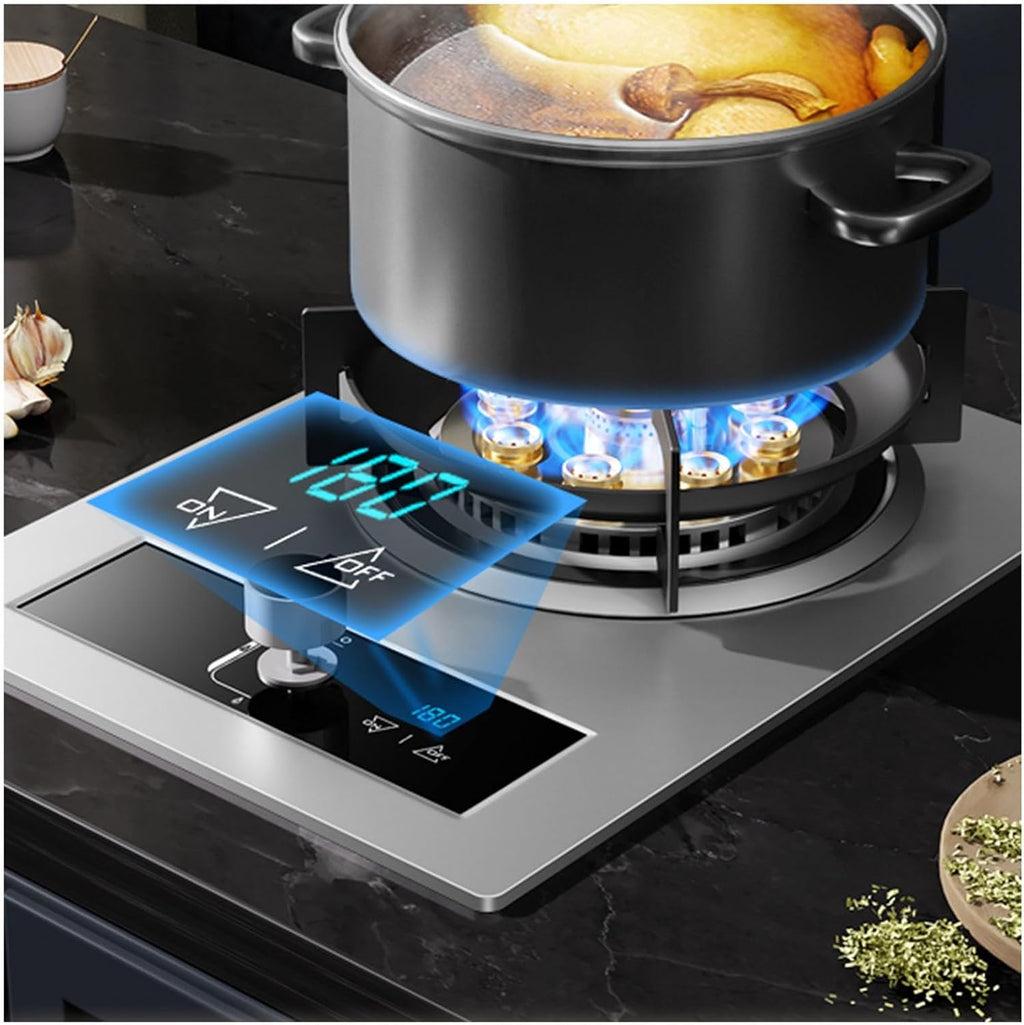 Portable Gas Stove,Single Burner Propane Stove,Max 24566.4BTU with Pulse Electronic Ignition Stainless Steel Suitable for Apartments Kitchens(silver) (Color : NG, Size : 24566.4BTU)