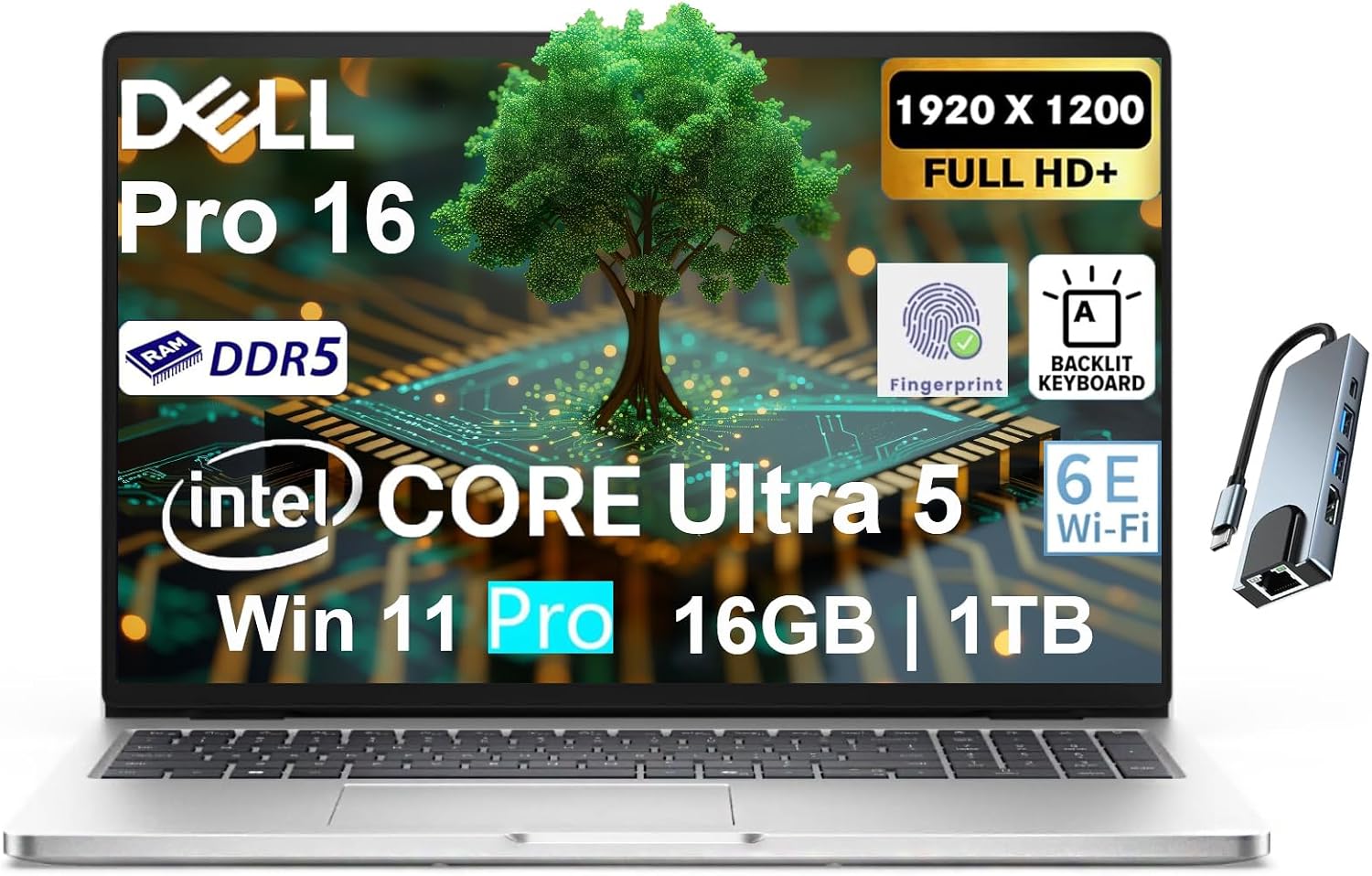 Dell Pro 16 (Next-gen Latitude 5550) 16' FHD+ Display Business Laptop, Intel 12 Core Ultra 5 225U, 16GB DDR5 RAM, 1TB SSD, WiFi 6E + BT, Backlit Keyboard, Fingerprint, HD Webcam, Win 11 Pro