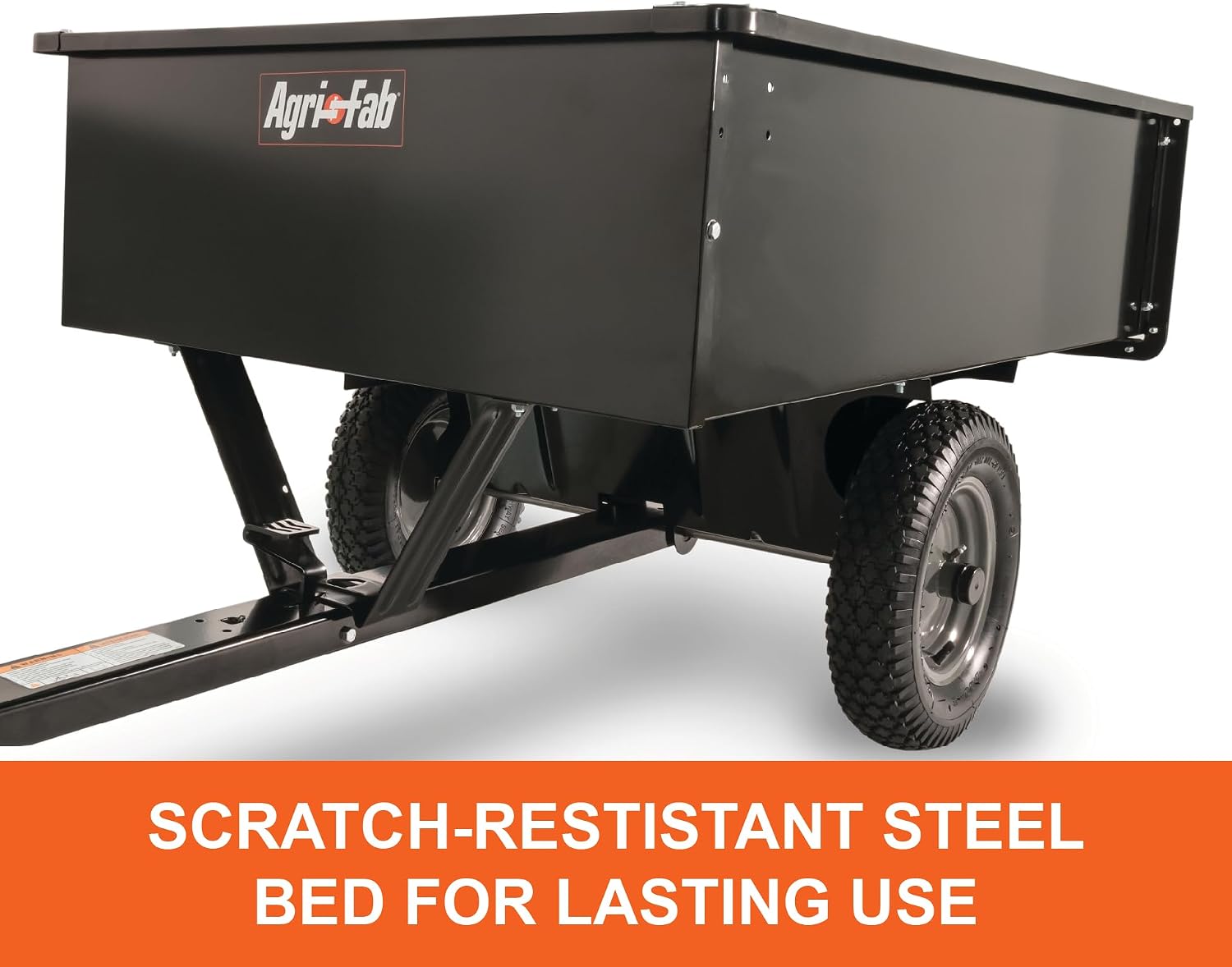 Agri-Fab 45-0101 Steel Utility Lawn & Garden Dump Cart, For Riding Lawn Mowers, 12 cu ft/750# Capacity; 16' Pneumatic Wheels, Easy Foot-Lever Dumping