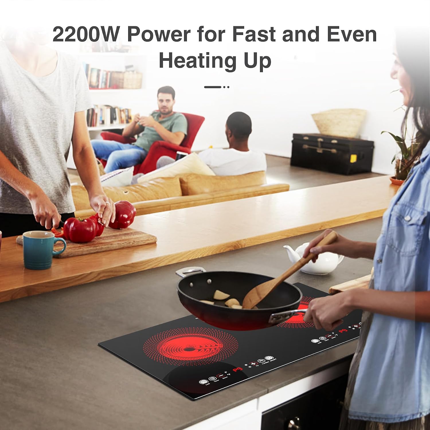 VBGK Single and Double Electric Cooktop, 110V Electric Stove Top with 9 Power Levels, Kids Lock & Timer,LED Touch Control,Overheat Protection Electric Stove