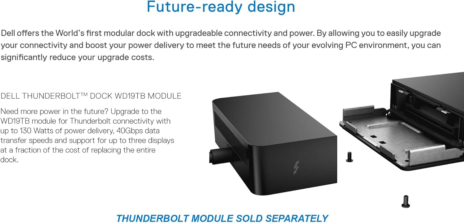 Dell WD19 180W Docking Station (130W Power Delivery) USB-C, HDMI, Dual DisplayPort, Black (KXFHC 0KXFHC 210-ARIQ)
