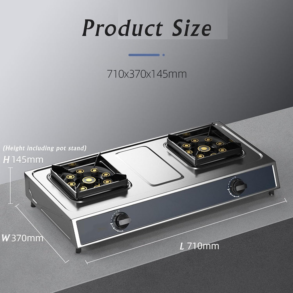Propane Stove,2 Burners Portable Propane Stove,14330.4BTU High Power Stainless Steel Gas Cooktop for Kitchen Outdoor RV and Apartments(silver) (Color : LPG, Size : Style 1)