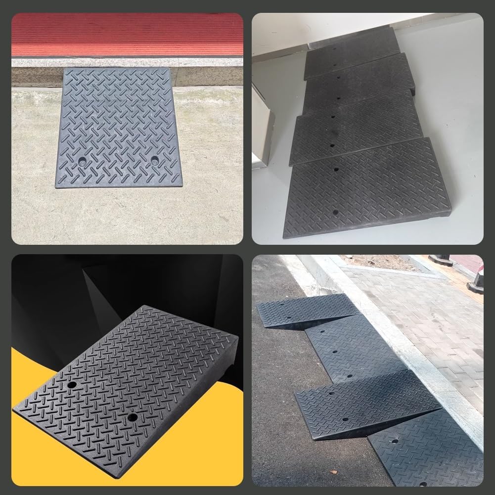 Portable Curb Ramps Heavy Duty Rubber Threshold Ramp Loading Ramp Car Curb Ramp Driveway Ramp for Car Doorways Bike Motorcycle(19.7x31.5x7.9in)