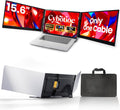 2026 New One Cable Connection Laptop Screen Extender Monitor Portable, Ultra Thin 15.6' 1080P FHD Triple Screen,Fit for 13-17' Laptop, Plug & Play Compatiable with Win/Mac/Chrome/Android