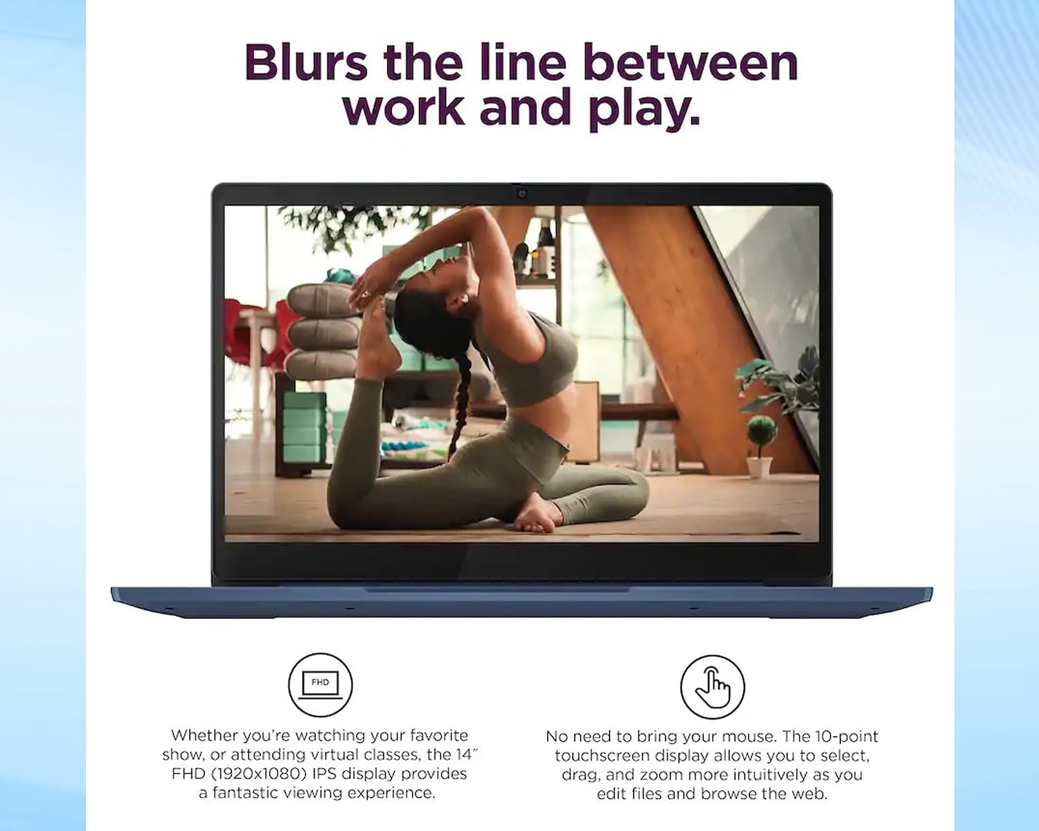 Lenovo IdeaPad Slim 3 Chromebook 14' FHD Touchscreen Laptop, MediaTek (8-Core) CPU, 4GB RAM|64GB eMMC+64GB USB Flash Drive| Chrome OS| Wi-Fi 6| SD Card Reader| Blue| for Business & Students|RK Bundle