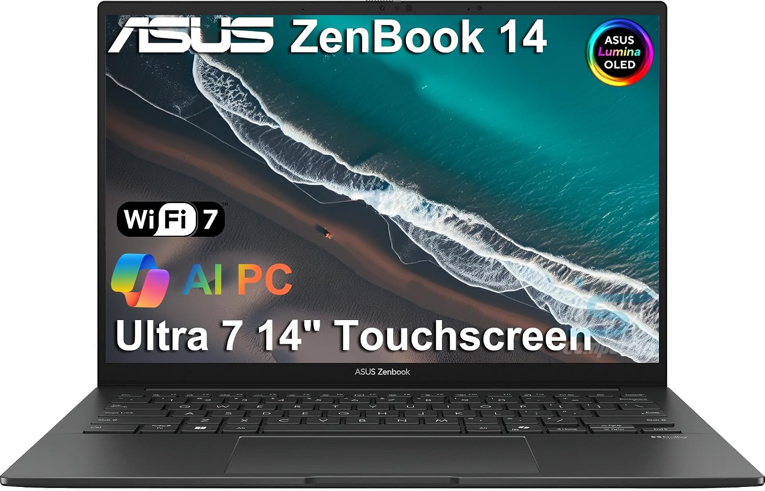 ASUS Zenbook 14 OLED Touchscreen AI PC Laptop,14' FHD+, Intel Core Ultra 7 255H (> i9-13900H), 16GB DDR5 RAM, Backlit, 2x Thunderbolt 4, Wi-Fi 7, IST Computer Customized 512GB/1TB/2TB SSD, Win 11 Pro