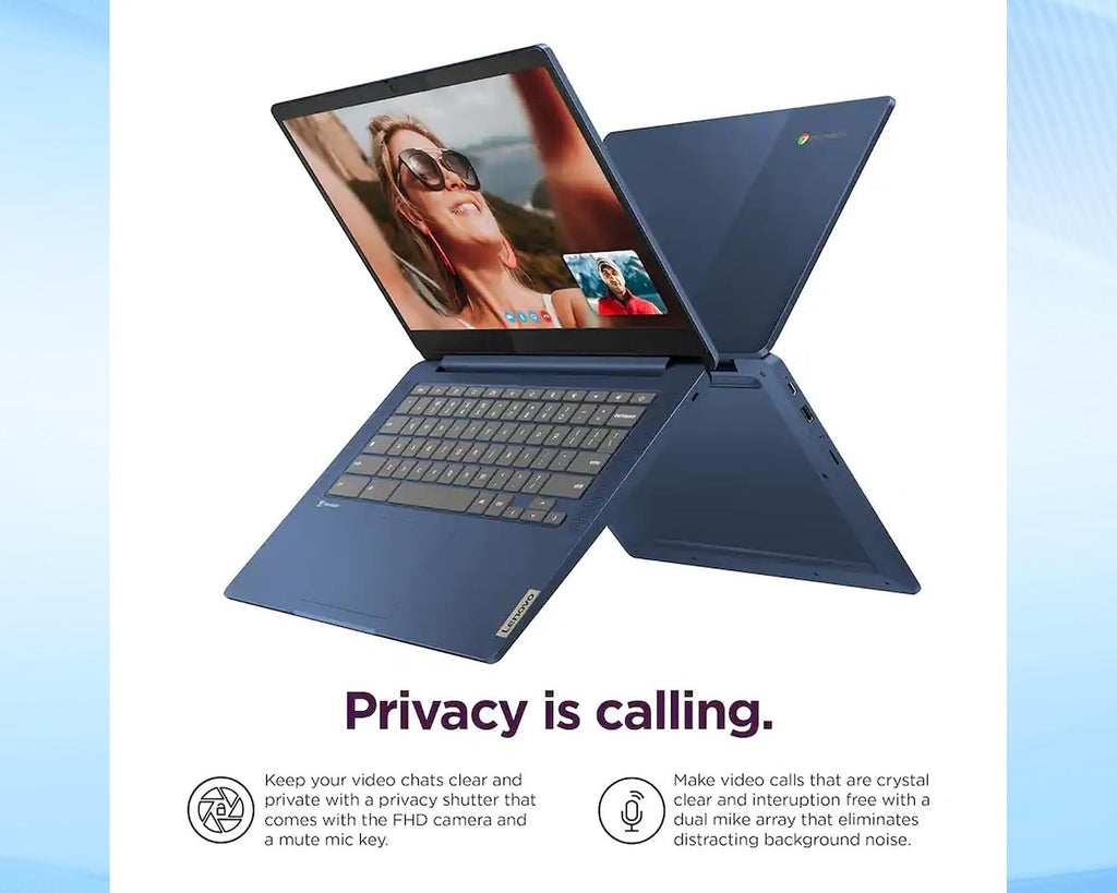 Lenovo IdeaPad Slim 3 Chromebook 14' FHD Touchscreen Laptop, MediaTek (8-Core) CPU, 4GB RAM|64GB eMMC+64GB USB Flash Drive| Chrome OS| Wi-Fi 6| SD Card Reader| Blue| for Business & Students|RK Bundle