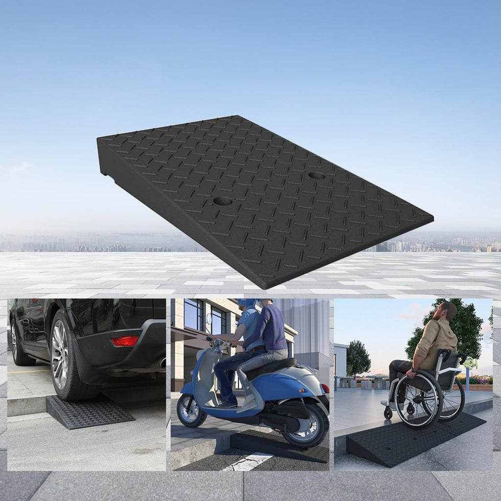 Curb Ramps, Anti-Slip Rubber Threshold Ramps, Car Ramps with Access for Cars, Motorcycles, Wheelchairs, Scooters, Trolleys(3.5in/9cm)