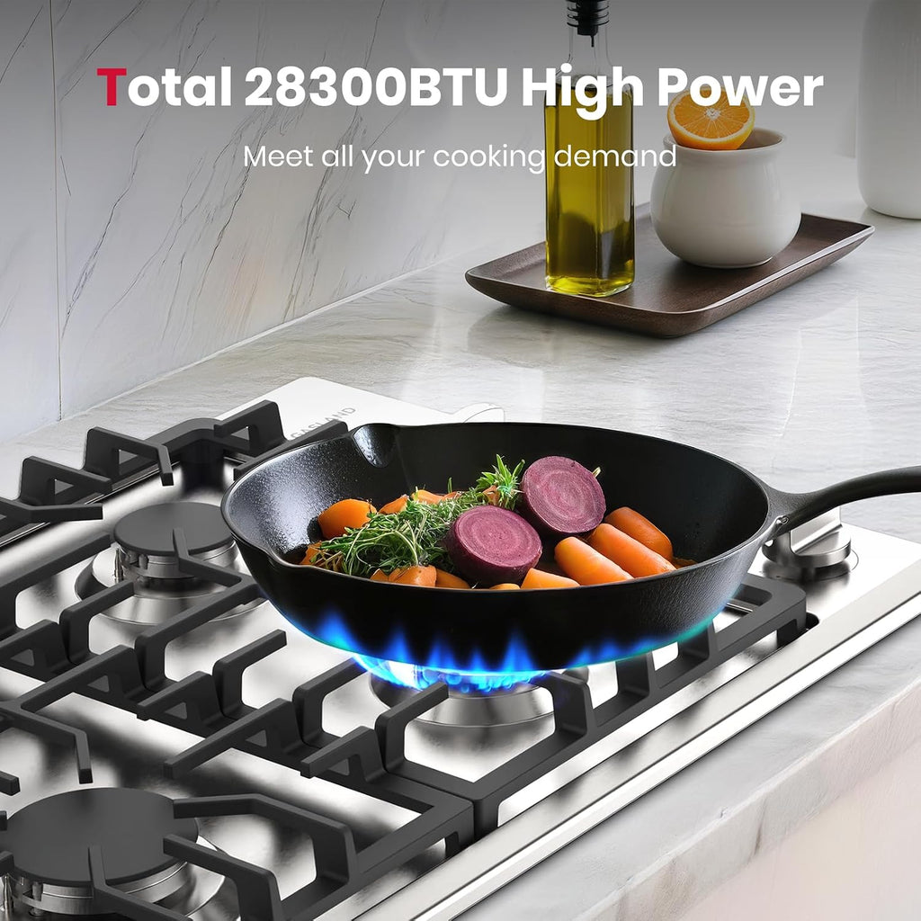 GASLAND Gas Cooktop 30 Inch with 4 Italy Sabaf Burners PRO GH2304SS,NG/LPG Convertible Natural Gas Propane Cooktops, Auto Ignition, Thermocouple Protection, CSA Certified