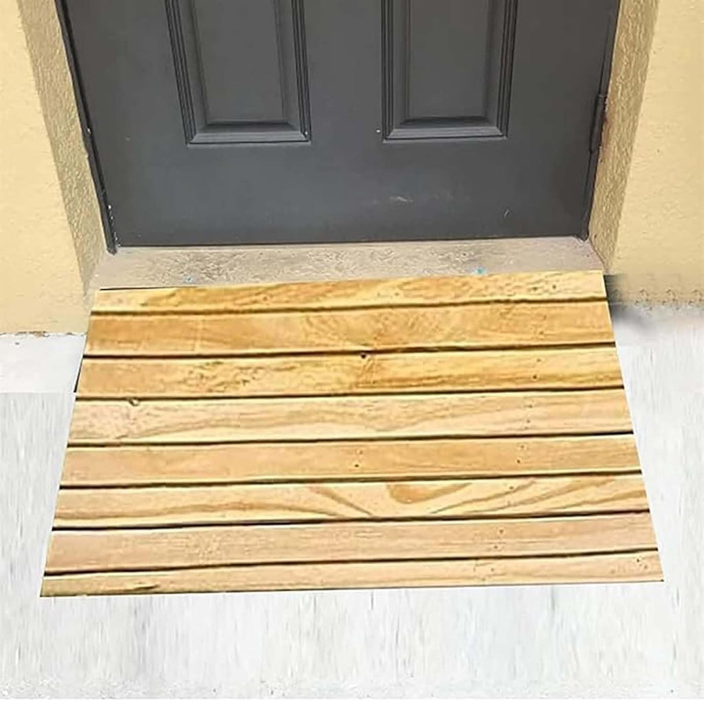 Portable Wheelchair Ramps 23.6x12x3in, Steps Kerb Ramps, Wood Threshold Ramp, with Non-Slip Grooves, for Porch Entrance, Doorways, Disabled Door Access, Raised Landings