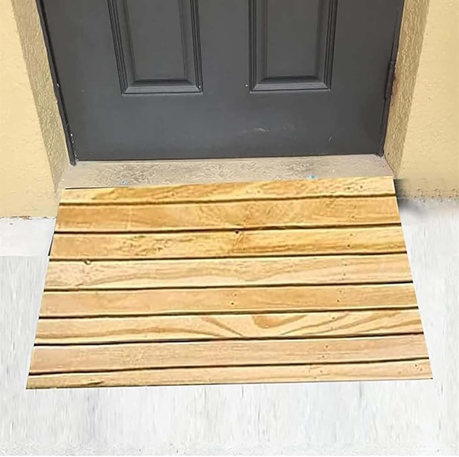 Portable Wheelchair Ramps 35.4x12x3in, Steps Kerb Ramps, Wood Threshold Ramp, with Non-Slip Grooves, for Porch Entrance, Doorways, Disabled Door Access, Raised Landings