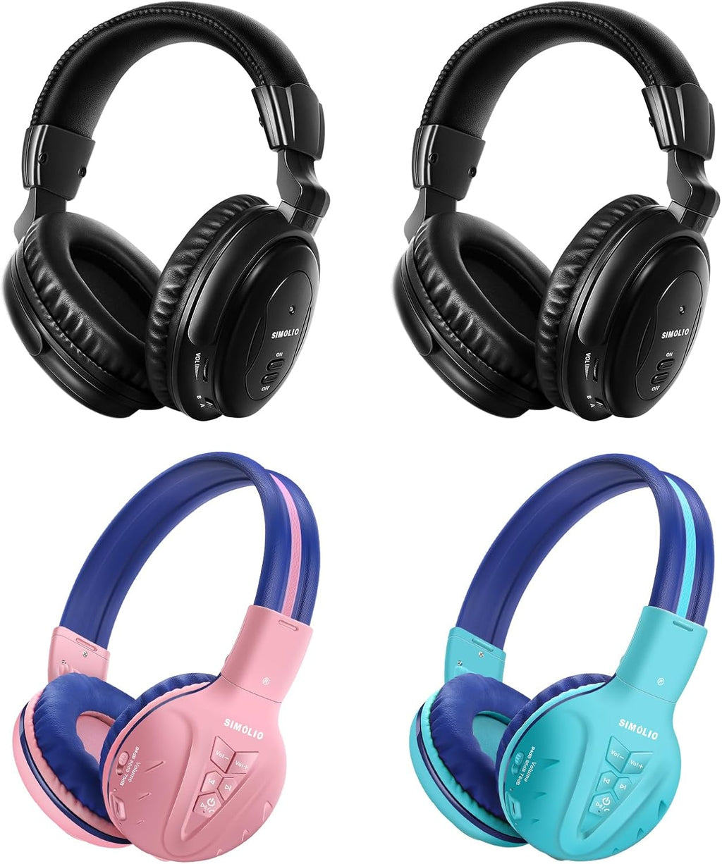 SIMOLIO Wireless IR Headphones for Car DVD and Bluetooth Headphones for Kids, Infrared Headphones Compatible with Honda Odyssey & uConnect VES & Dodge Grand Caravan & Chevy Suburban 2006-2022