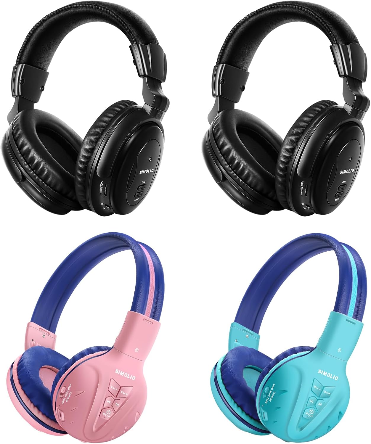 SIMOLIO Wireless IR Headphones for Car DVD and Bluetooth Headphones for Kids, Infrared Headphones Compatible with Honda Odyssey & uConnect VES & Dodge Grand Caravan & Chevy Suburban 2006-2022
