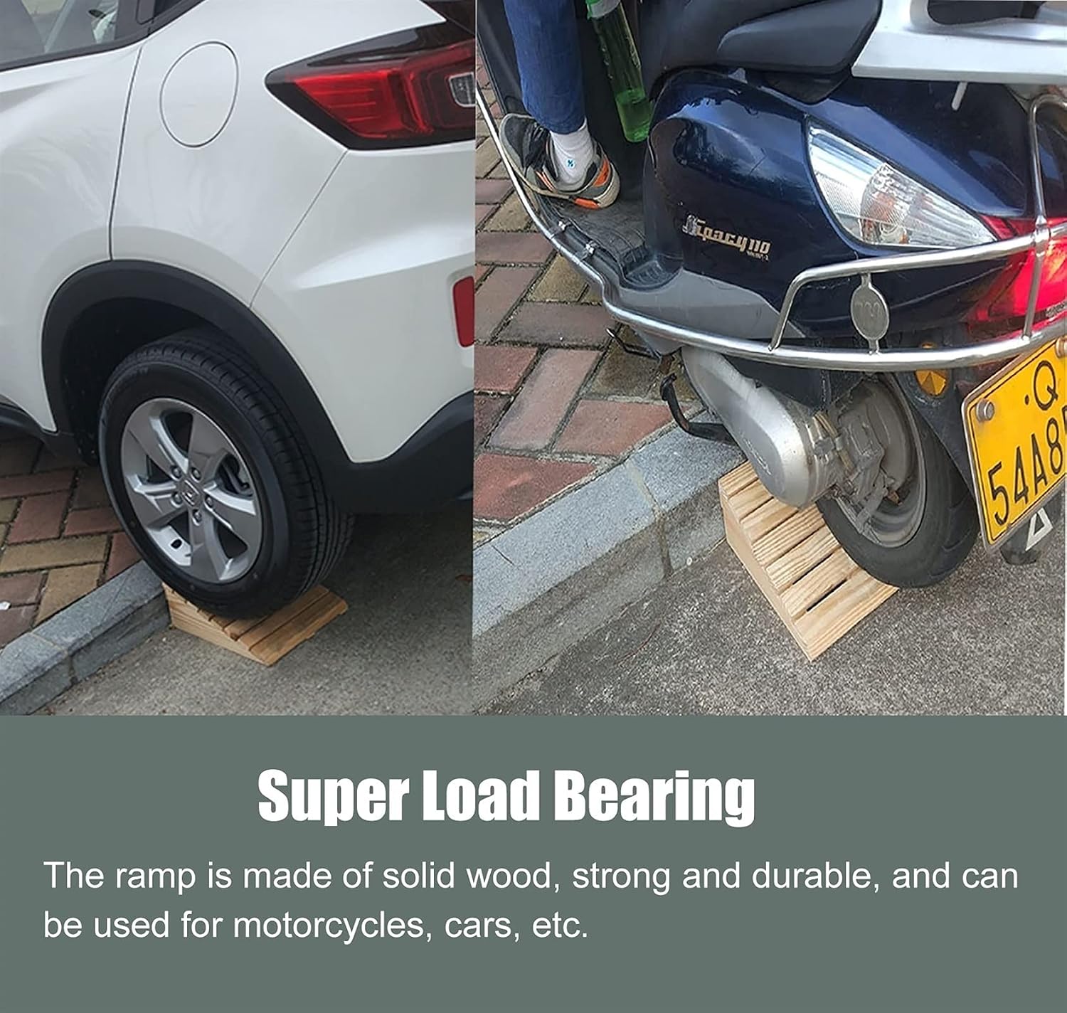 Portable Driveway Ramp 4 5 6 7 Inch Rise Wooden Wheelchair Ramp for Front Door Home, Anti Slip Auxiliary Transition Ramps Threshold Doorway Steps Garden(50x80x13cm/19.7x31.5x5in)