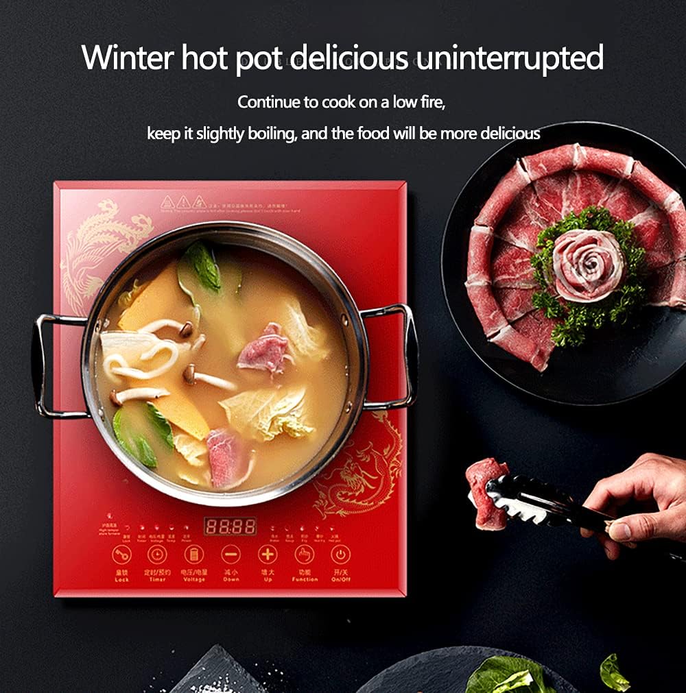 Portable Cooktop Induction Cooktop 2100W with Timer LED Display Sensor Touch Timer Portable Countertop Burner 7 Power Countertop Burner,Red