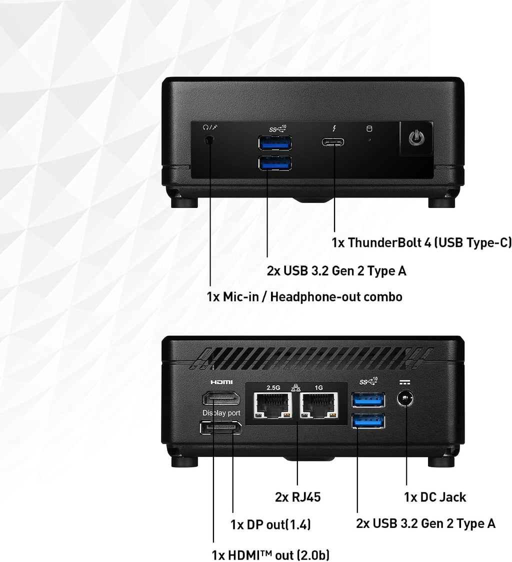msi Cubi 5 Barebones Mini PC: Intel Core i3-1215U, WiFi 6E, BT 5.2, Thunderbolt Type-C, Dual Display, Energy Efficient, Black: 12M-086BUS