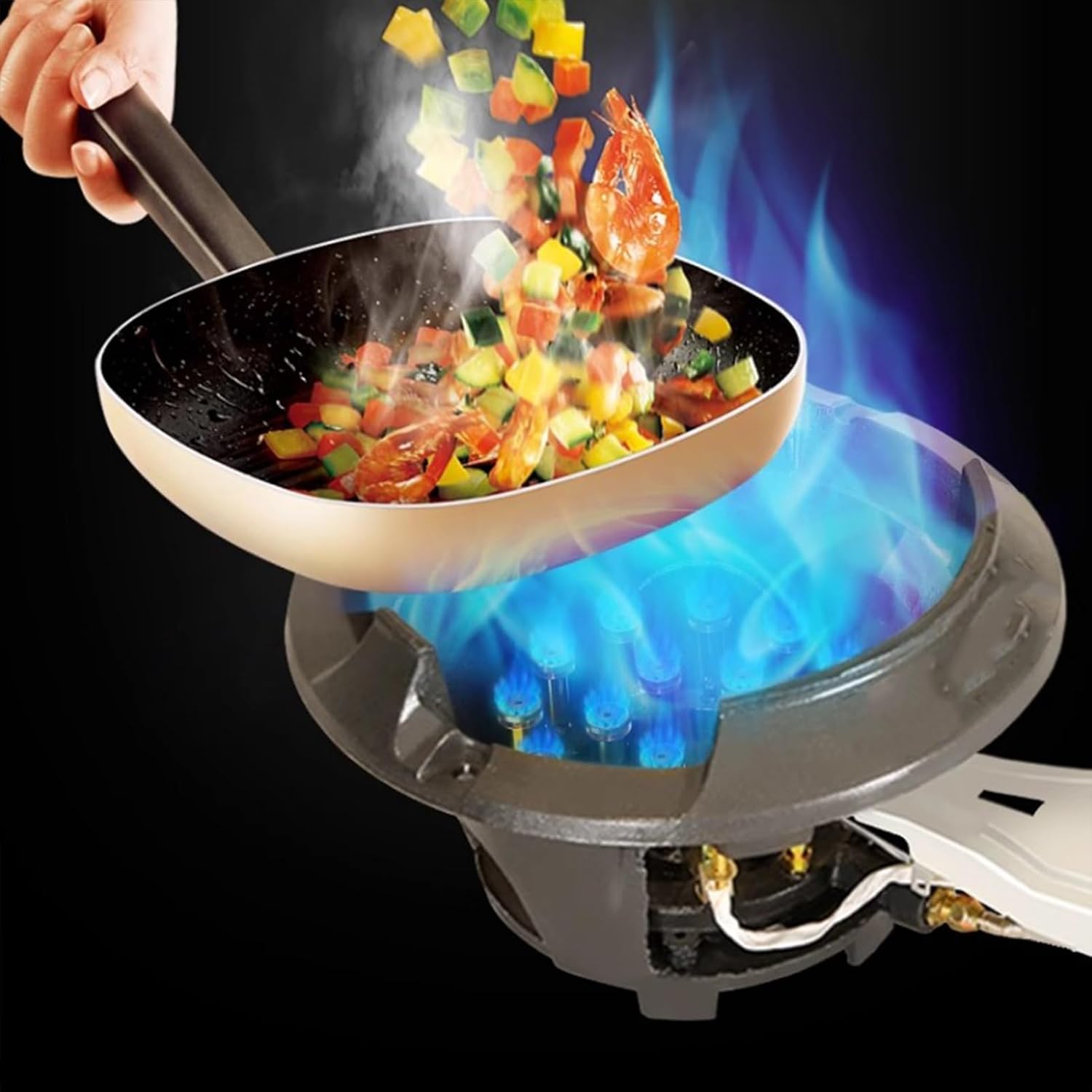 16kW Portable Cooktop,Single Burner Gas Stove,LPG/NG Hob with Flameout Protection,Cast Iron Pot Rack for Caravan and Camping(NG,16 burners)