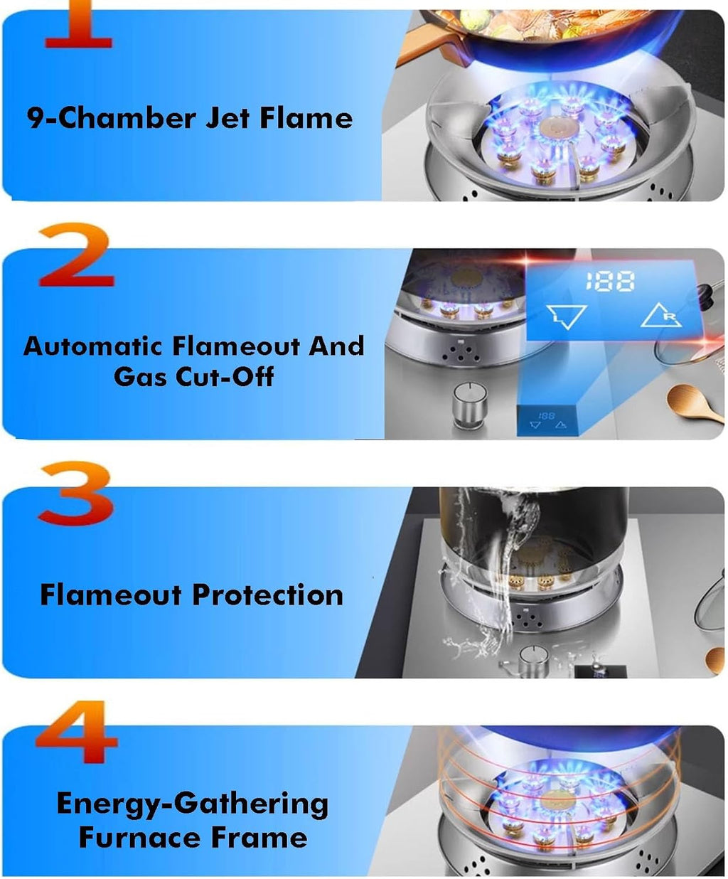 Portable Gas Stove,1 Burner Gas Stove,5.2KW Fire Ring Wok Burner,Tempered Glass Top Cooking with Flameout Protection,for Home Kitchen(NG)