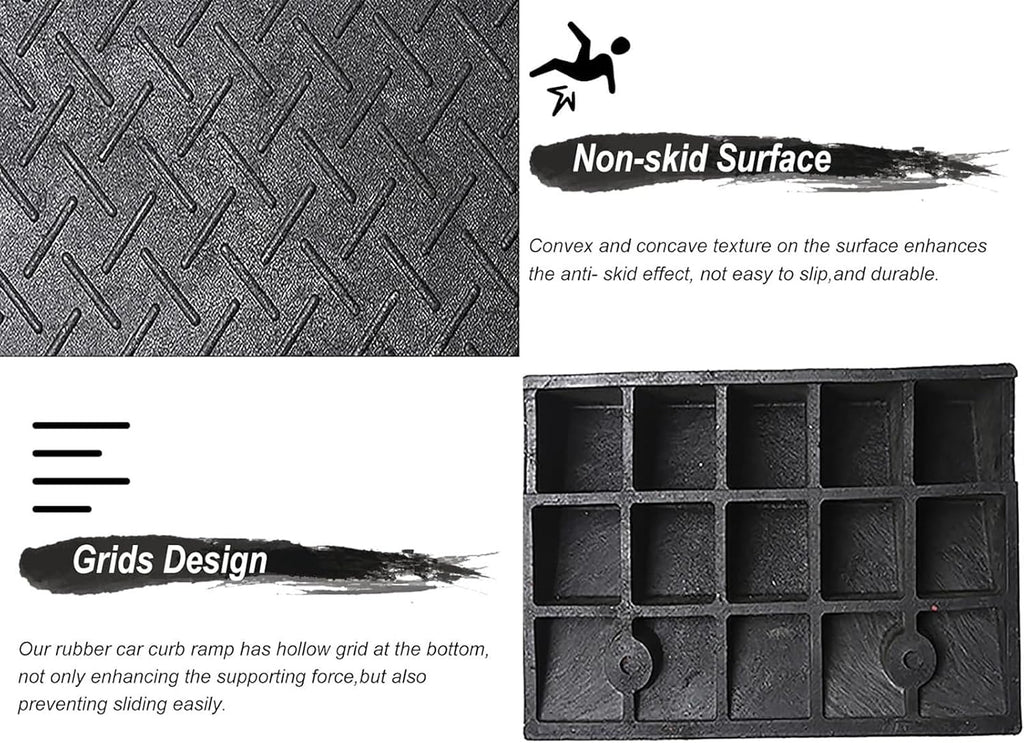 GUENZO Threshold Ramp, 2/3 / 4/5 / 6in Rise Driveway Ramp with Arrow Pattern, Heavy Duty Rubber Threshold Ramp for Wheelchair Trucks Vans RV, Easy to Install(4cm (1 5/8in) Rise)