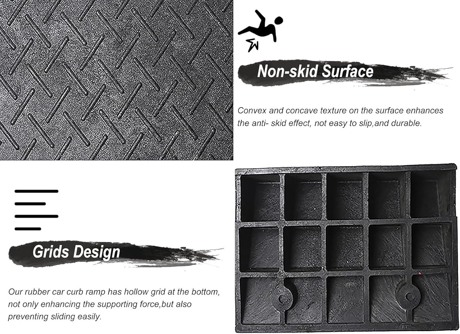 GUENZO Threshold Ramp, 2/3 / 4/5 / 6in Rise Driveway Ramp with Arrow Pattern, Heavy Duty Rubber Threshold Ramp for Wheelchair Trucks Vans RV, Easy to Install(4cm (1 5/8in) Rise)