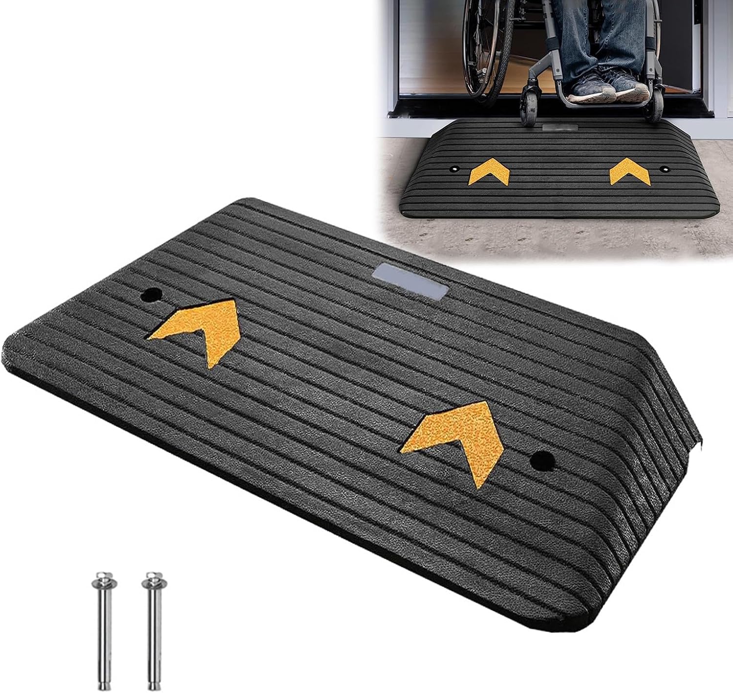 Rubber Threshold Ramps for Doorways 3' Rise Heavy Duty Shed Ramp Non-Slip Curb Ramp for Wheelchair Scooter Pets Car