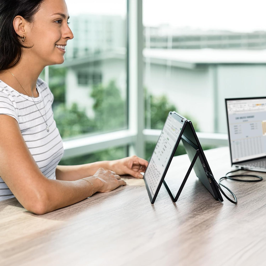 SideTrak Solo Book 15.6' Foldable Dual Screen Portable Monitor - FHD Portable Stacked Monitor, External Display for Laptop, Extender with Stacked Dual Monitors for Mac, PC, and Chromebook