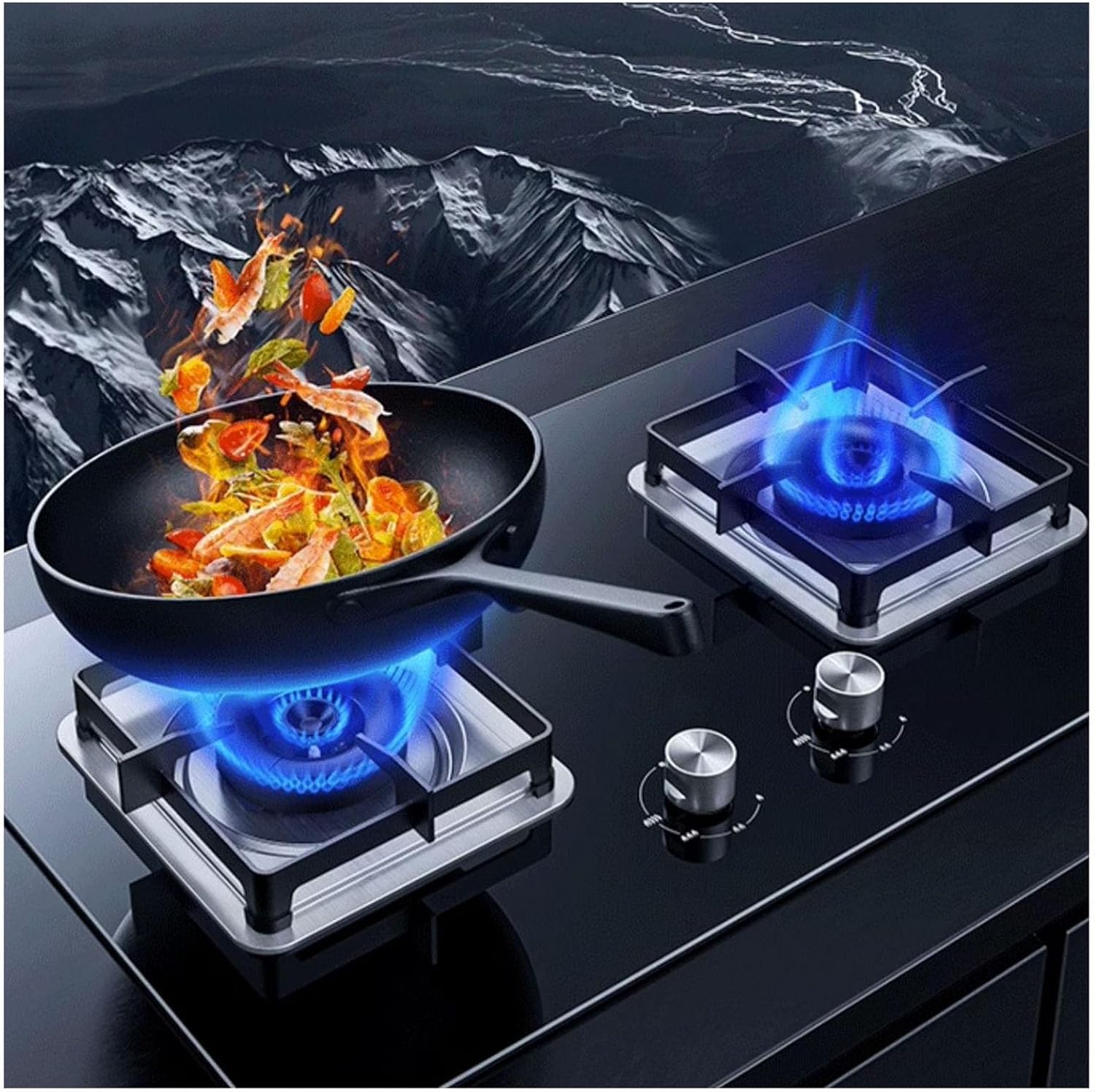 Propane Stove,tempered Glass Gas Cooktop,2 Burners Portable Propane Stove,Maximum 17742.4BTU Great for Family Restaurants and Food Trucks (Color : NG)