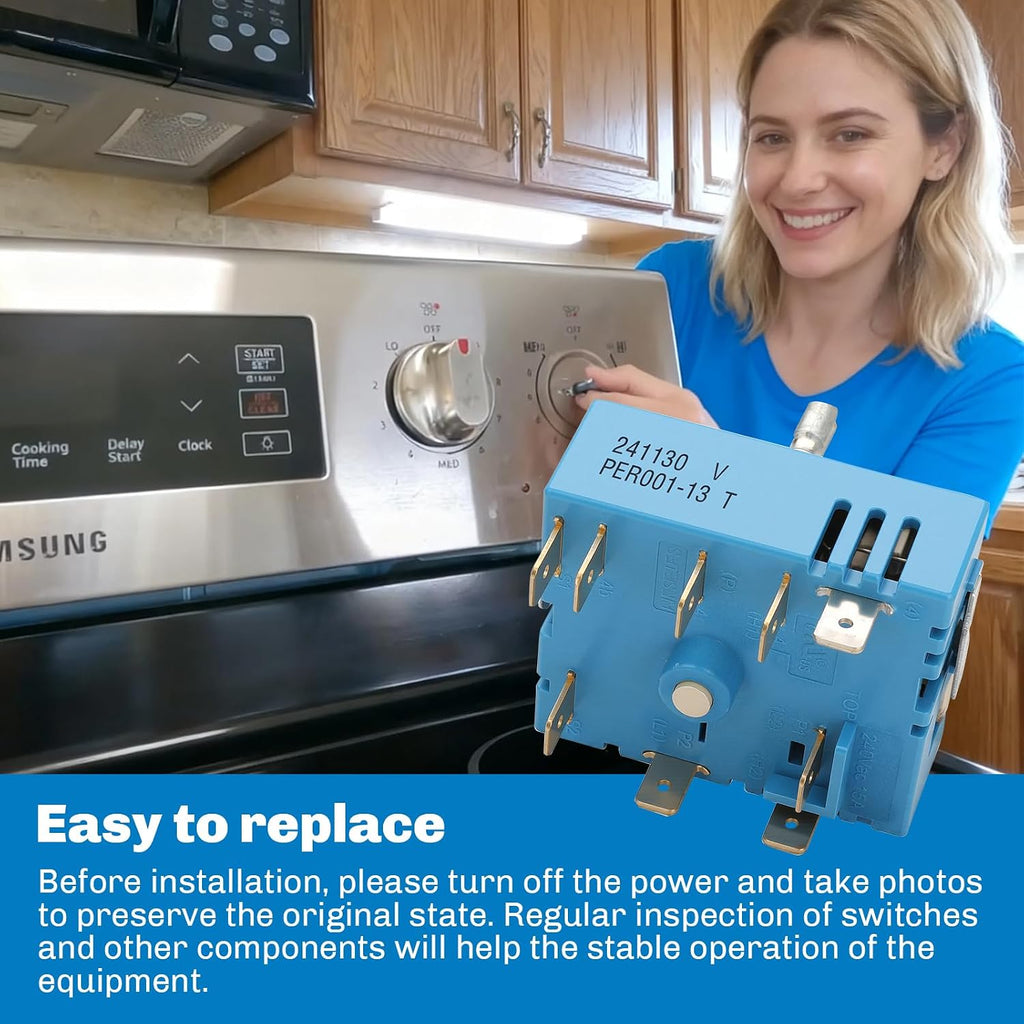 DG44-01007B three-burner gas stove switch, compatible with Samsung gas stoves. Compatible models include: DG44-01007A, PER001-03, PER001-13T, 4929395, AP6003098, PS11735755, EAP11735755-2-pack