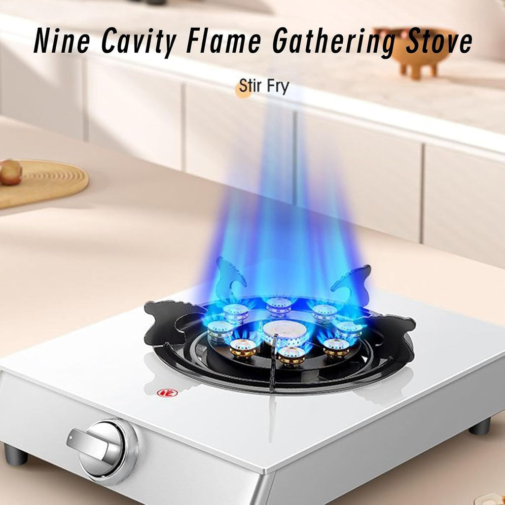 Household Single Burner,Nine-cavity Desktop Tempered Glass Gas Stove,Natural Gas/liquefied Gas Gas Stove,Flameout Protection (Size : LPG)