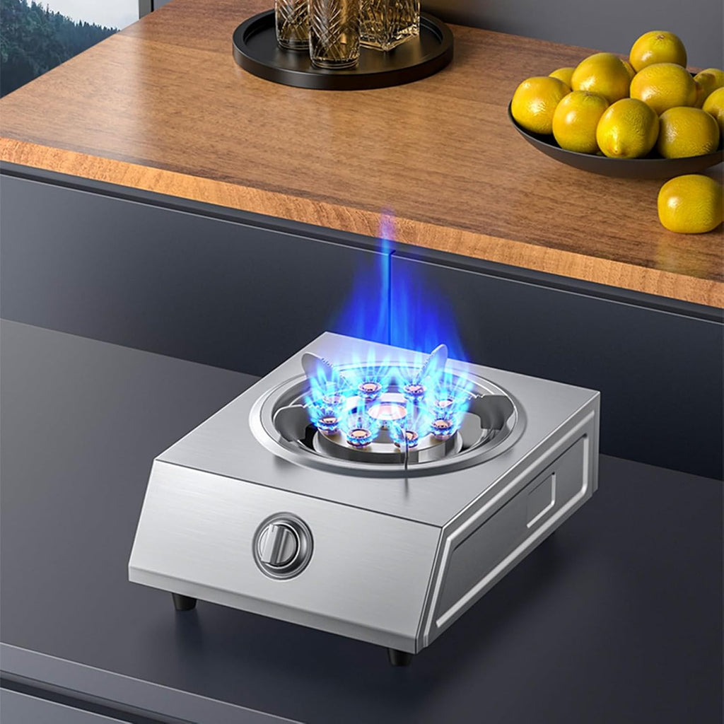 Gas Cooker 1 Burner,7.5KW Stainless Steel Gas Stove,Gas/LP Gas Conversion Stove,with Flameout Protection,for Home Kitchen(LPG)