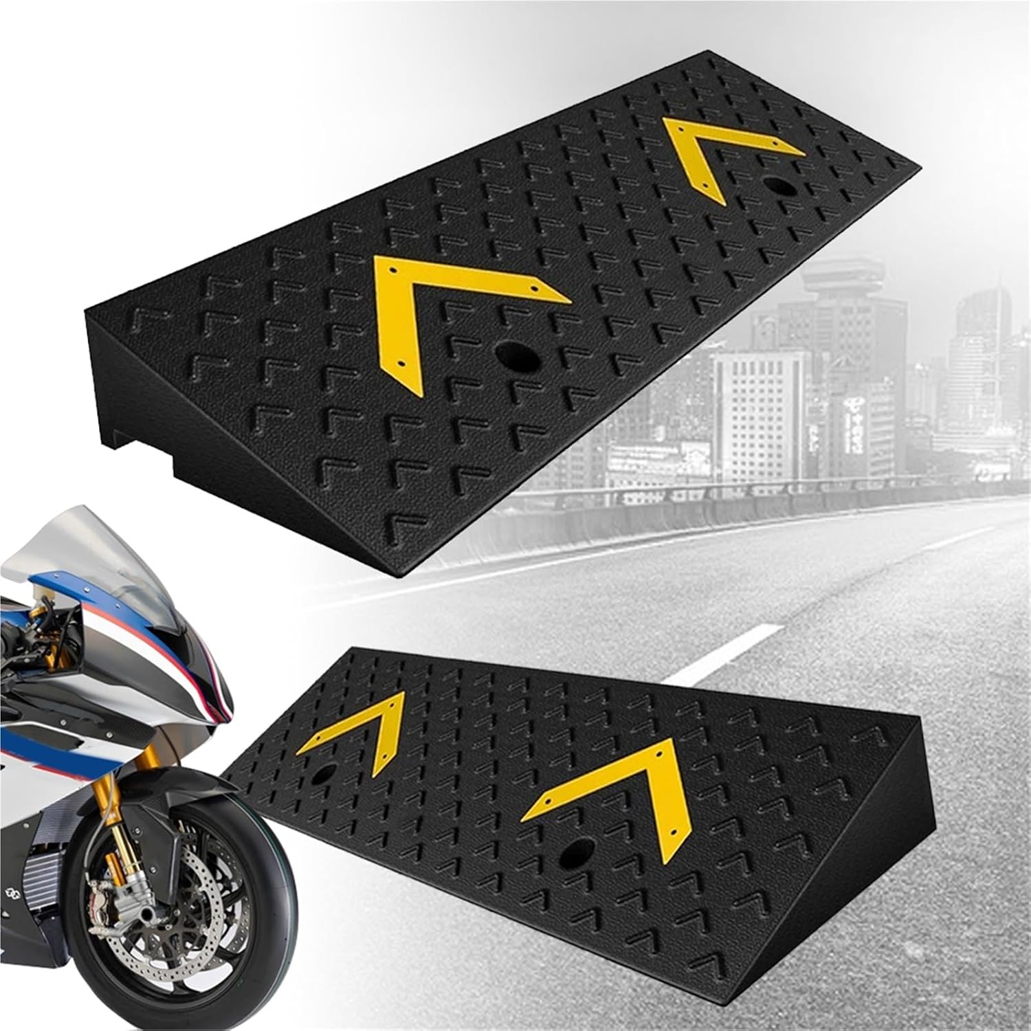 Curb Ramps Threshold Ramp Wheelchair Ramp for Driveway Entryway Doorways Rubber Threshold Ramp Kerb Ramp Lawnmower Ramps(39.4x9.8x3.5in)