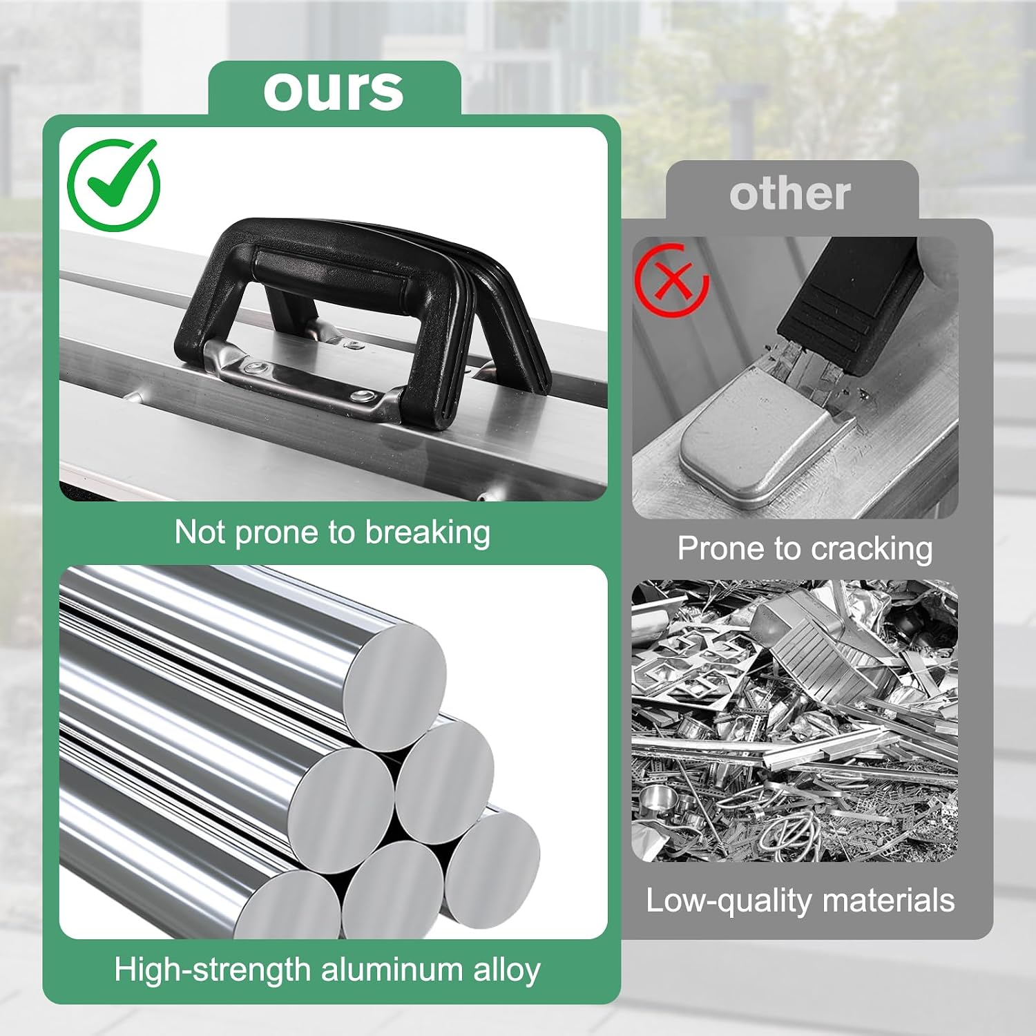 Folding Aluminum Door Threshold Ramp - Wheelchair Access Ramp for Home Steps Stairs Entry Doorways