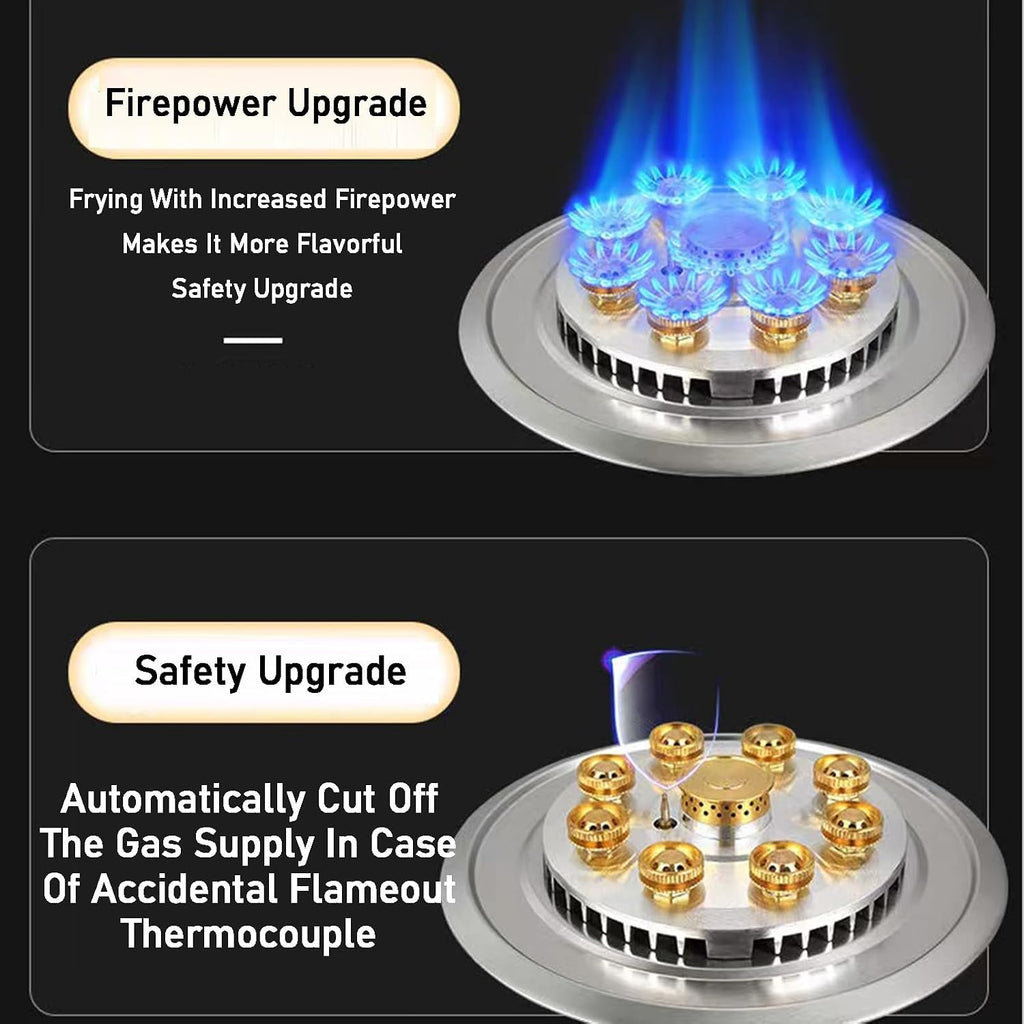 Portable Gas Stove,Copper Cover 9 Burners Single Burner Stove with Child Safety Lock,Suitable for Family Outdoor(LPG)