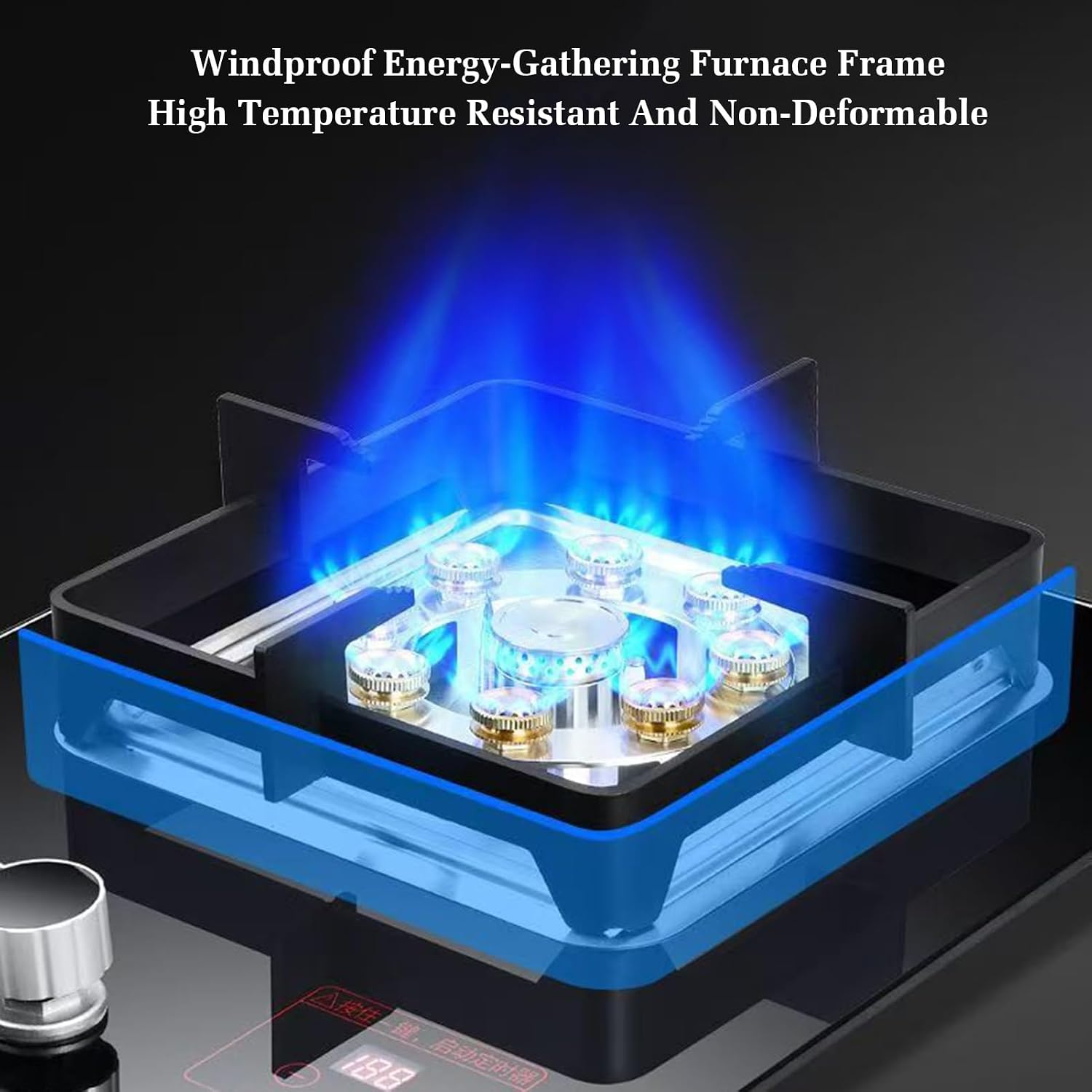 Gas Stove with 1 Burner,5.2KW Nine-Cavity High-fire Timer,Kitchen Counter Top Stove,Tempered Glass Cast Iron Pot Rack,with Flameout Protection,for Home Kitchen(LPG)