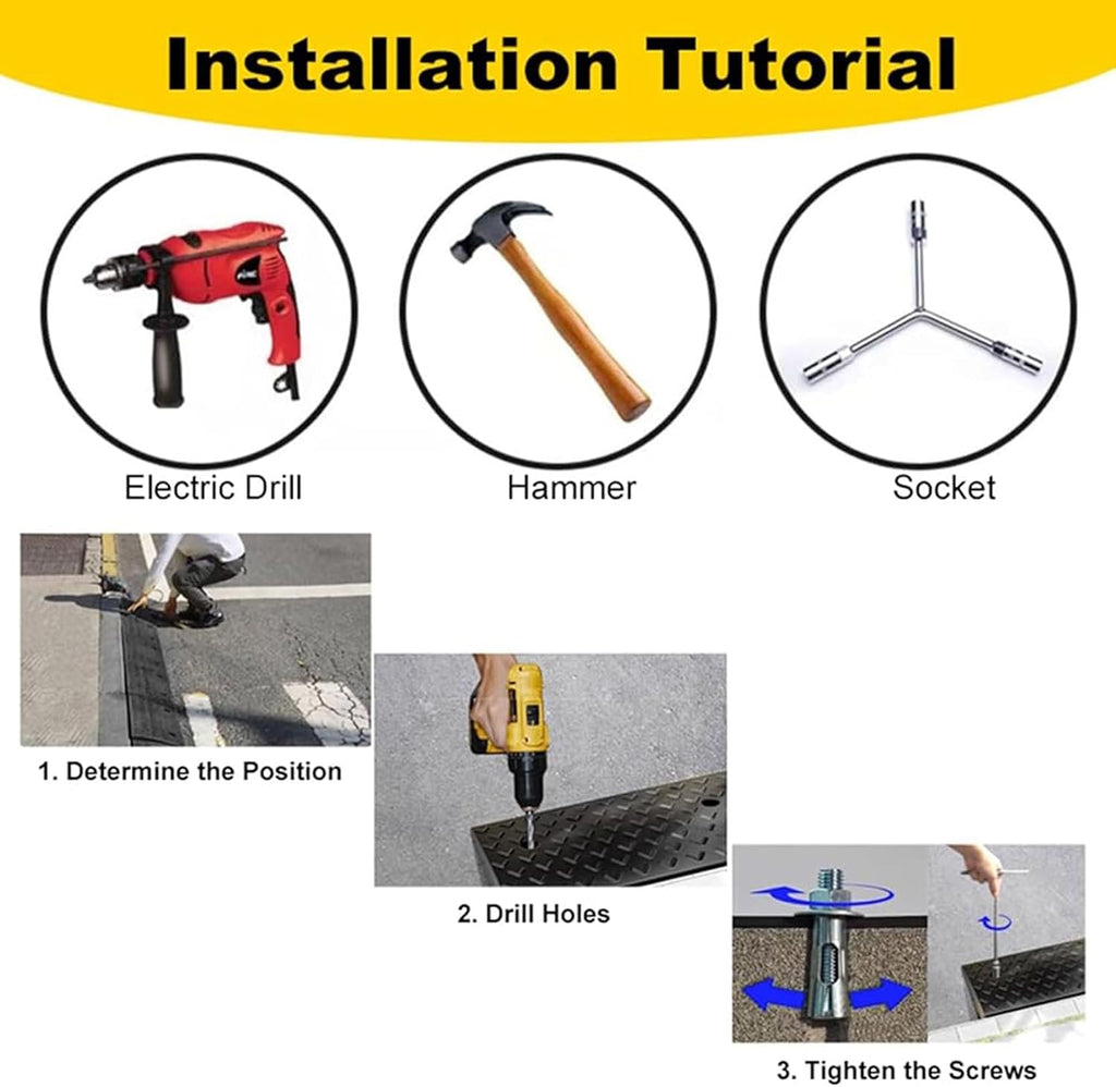 Rubber Threshold Ramp 5in High, Heavy Duty Curb Ramps, Curbside Driveway Ramp - for Cars Bicycles Lawn Mowers Scooters, Wheelchair Ramp, Rubber Slope Pad