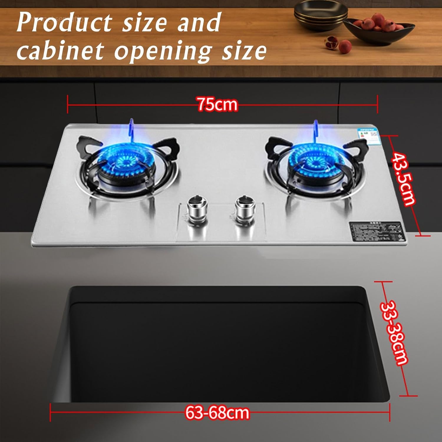 Propane Stove,2 Burners Portable Propane Stove,Stainless Steel Gas Cooktop,Maximum 17742.4BTU for Home Kitchens, Restaurants and Food Trucks (Color : NG, Size : Style 1)