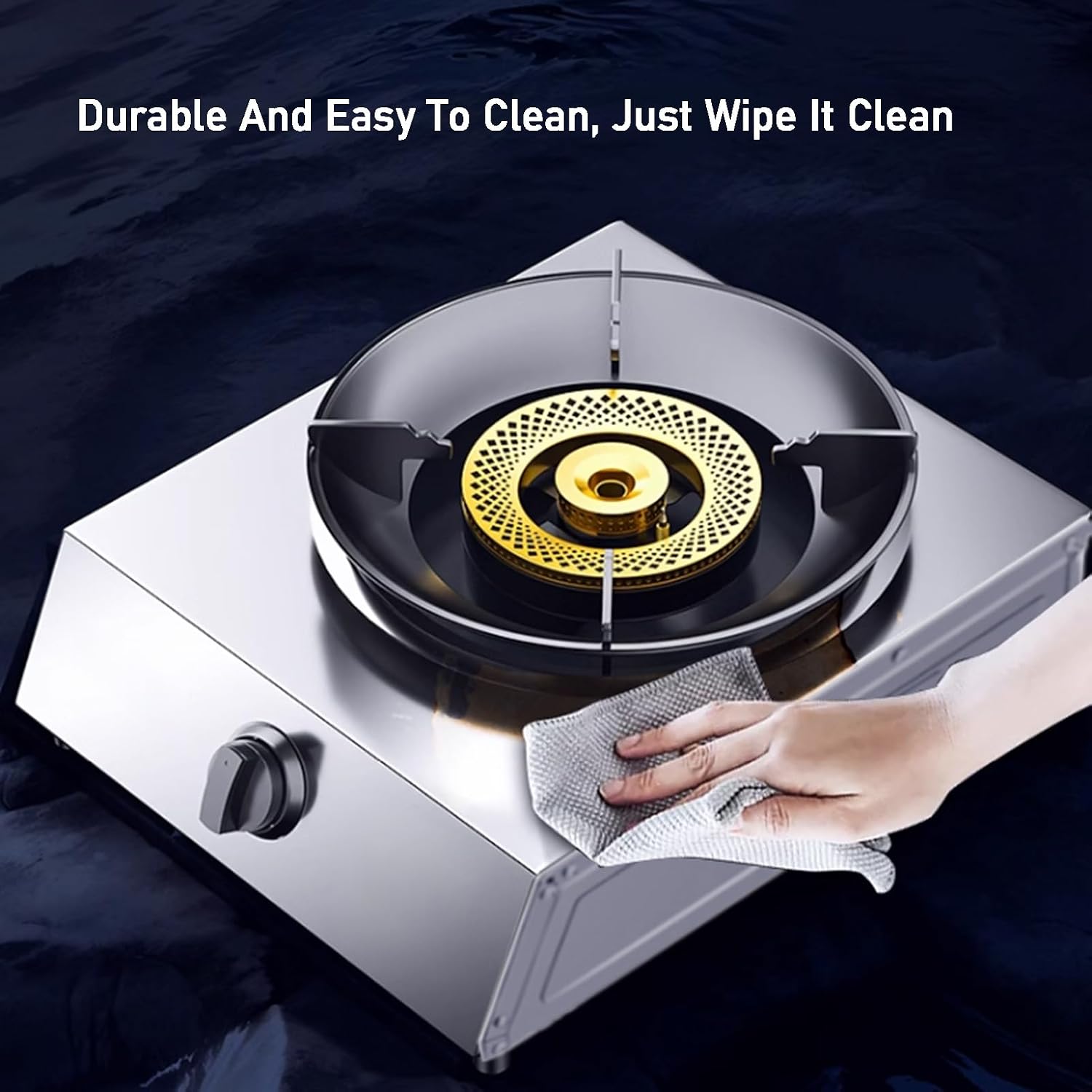 Single-burner Gas Stove,low-pressure Double-ring Nozzle Stainless Steel Stove,desktop 5.2kw with Child Lock,suitable for Family Gatherings and Picnics(LPG)