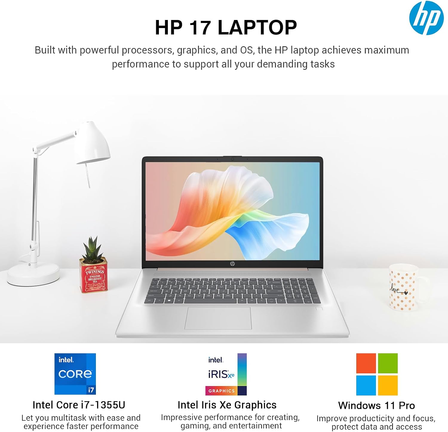 HP 17 Touchscreen Laptop Computer, 17.3 Inch HD+ Touch Screen Business Laptop PC, Intel Core i7, 64GB RAM 1TB SSD, Windows 11 Pro, 10 Key Backlit Keyboard, Fingerprint, Rose Gold