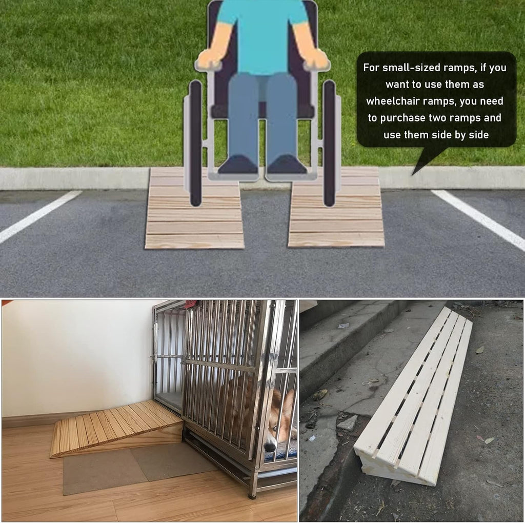 JYDQM Portable Driveway Ramp Non-Slip Wood Threshold/Curb Ramps for Driveway Front Door Steps, Portable Mobility Wheelchair/Car Slope, 5'/6'/7'/8' Rise(Size:50x33.8x13cm/19.7x13.3x5in)